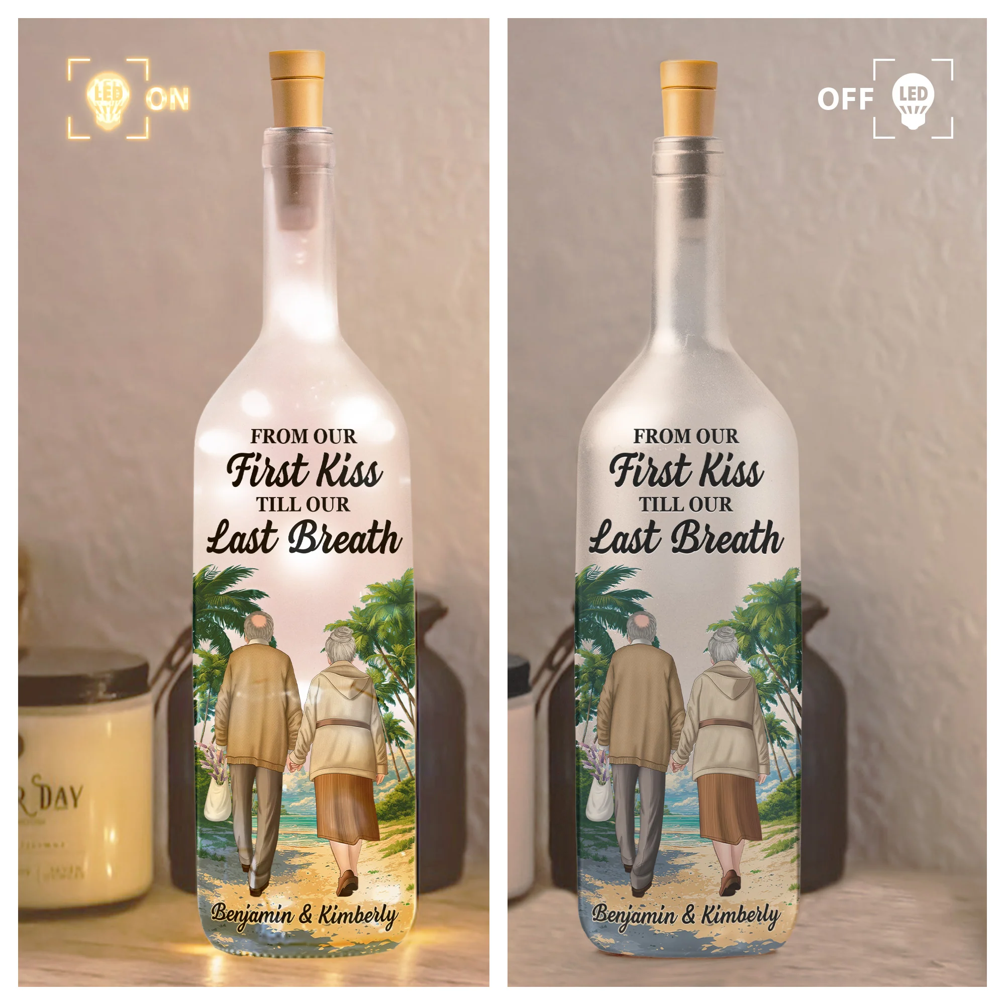 From Our First Kiss Till Our Last Breath - Personalized Bottle Lamp - Image 3