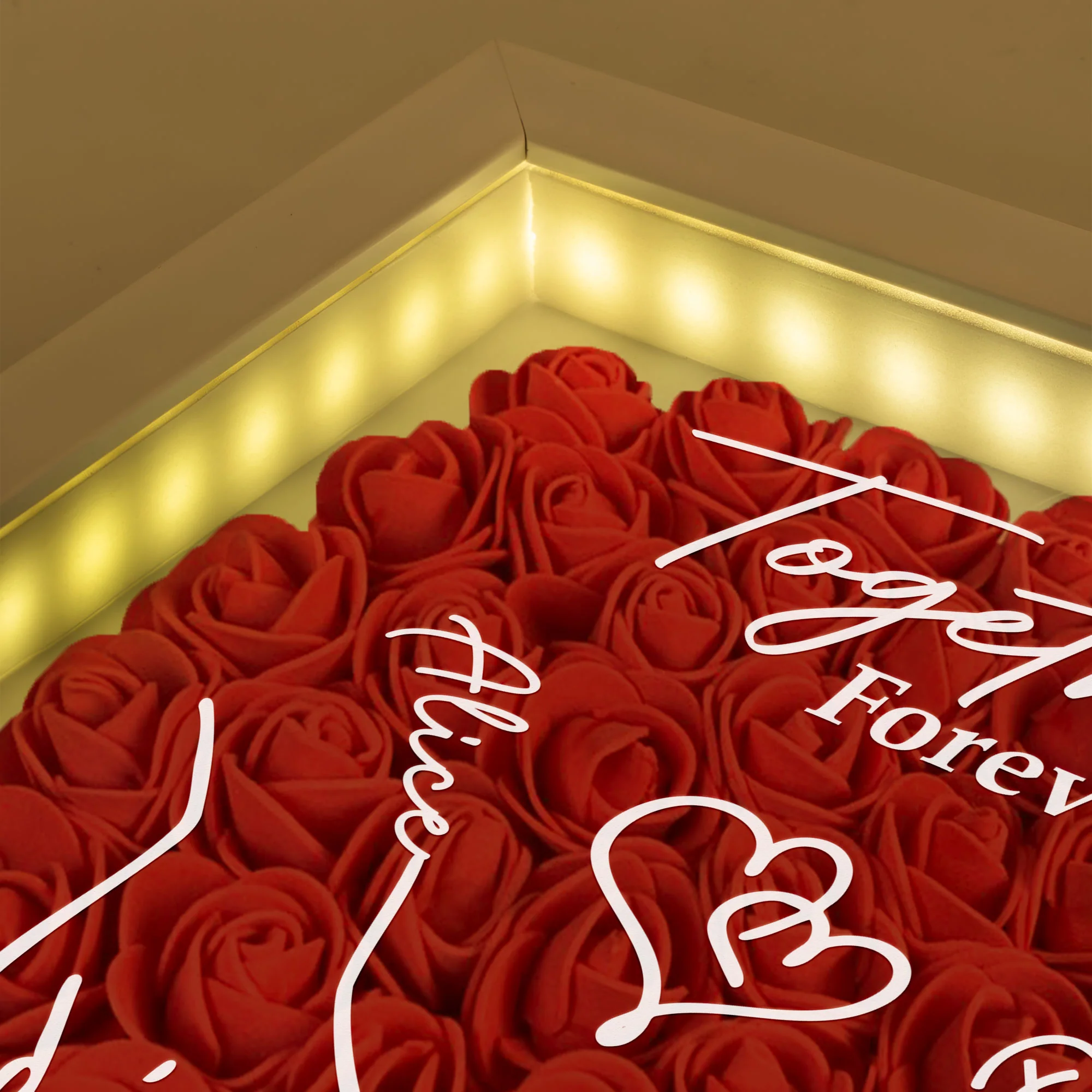 From Our First Kiss Till Our Last Breath - Personalized Flower Shadow Box With LED Light - Image 2