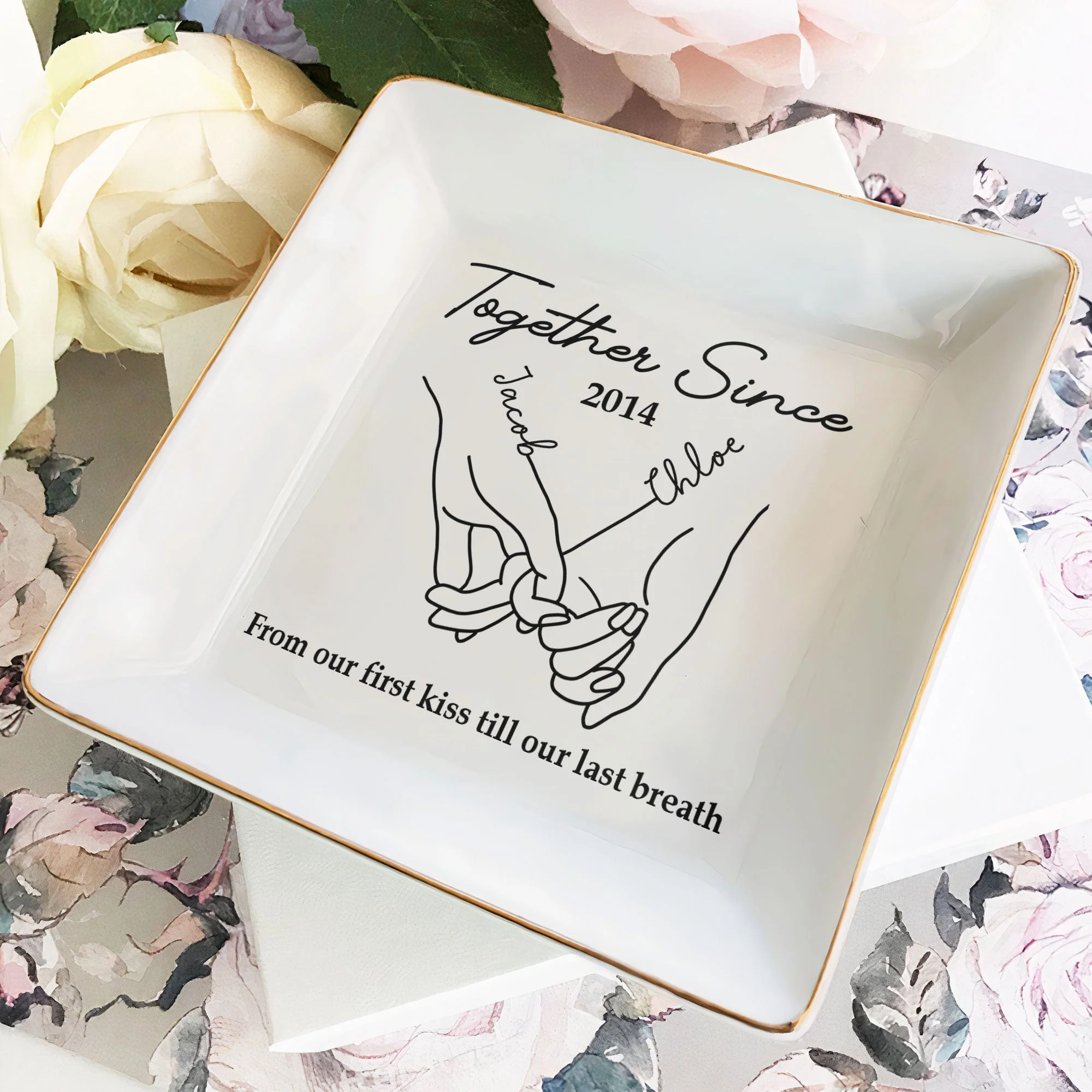 From Our First Kiss Till Our Last Breath - Personalized Jewelry Dish - Image 2