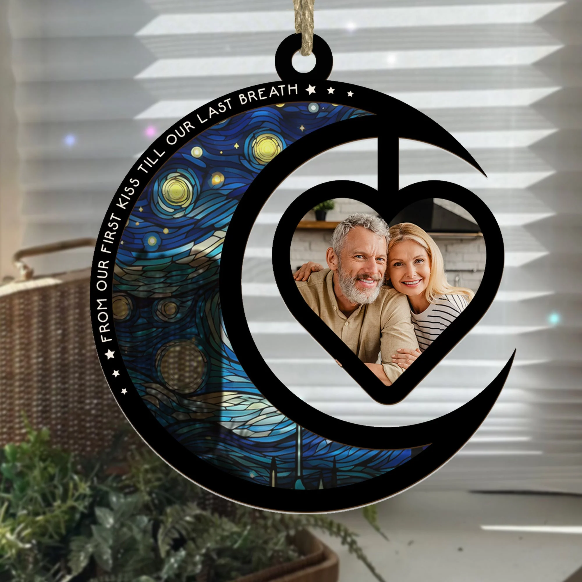 From Our First Kiss Till Our Last Breath - Personalized Photo Suncatcher Ornament - Image 4