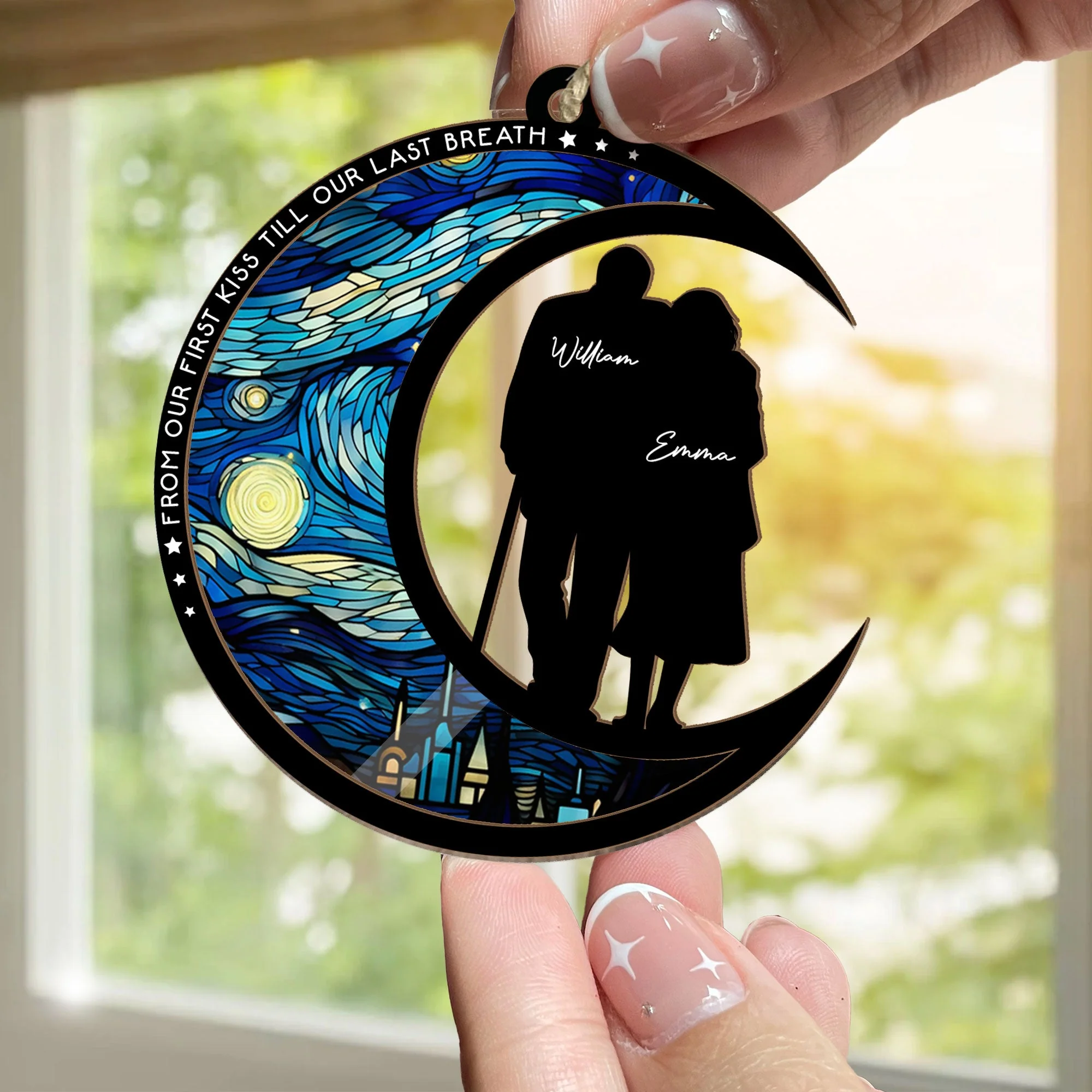 From Our First Kiss Till Our Last Breath - Personalized Suncatcher Ornament - Image 2