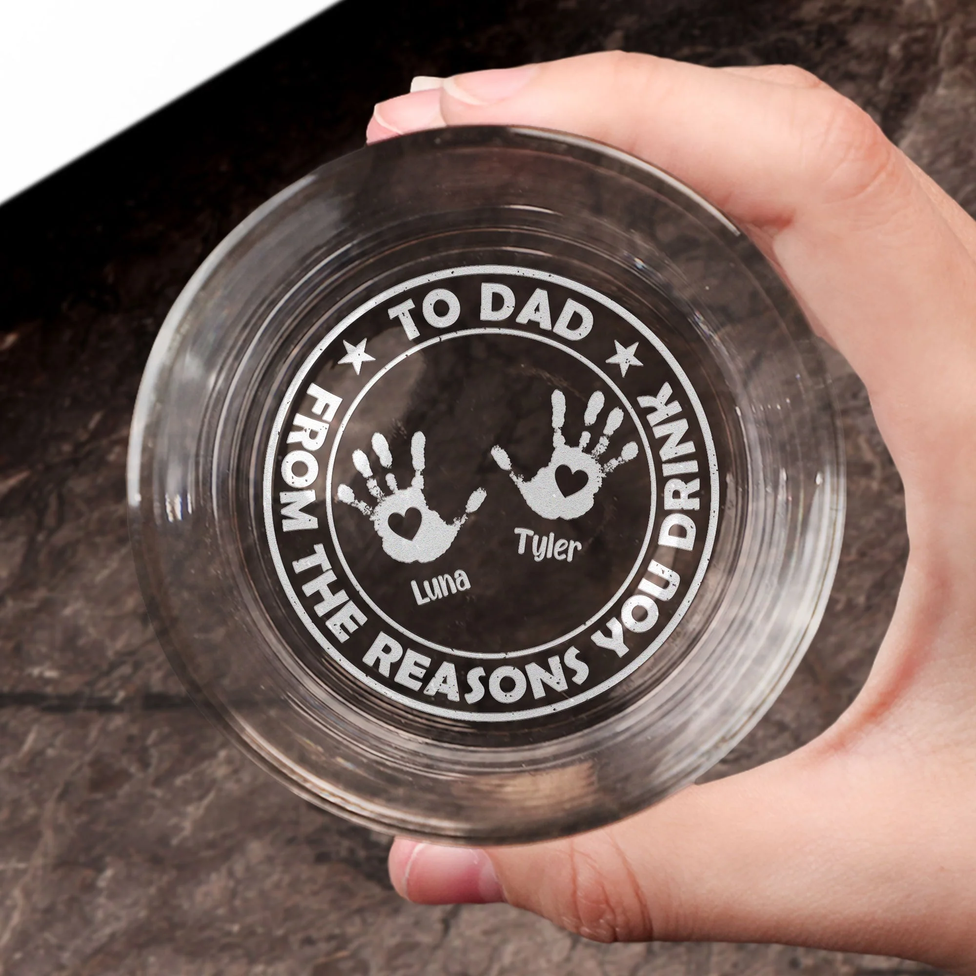 From The Reasons You Drink Father's Day Gift - Personalized Engraved Whiskey Glass - Image 4
