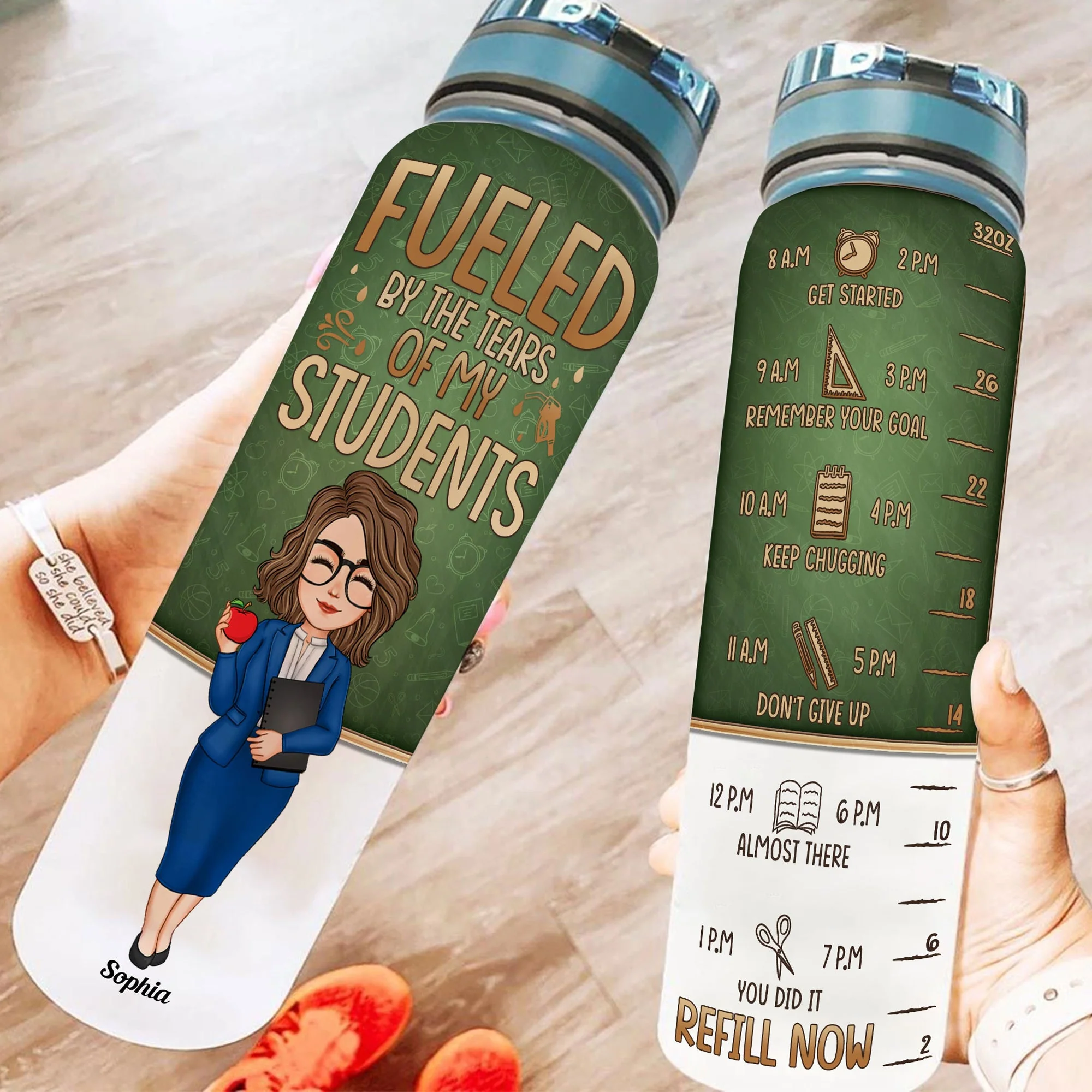 Fueled With The Tears Of My Students - Personalized Water Bottle - Image 2