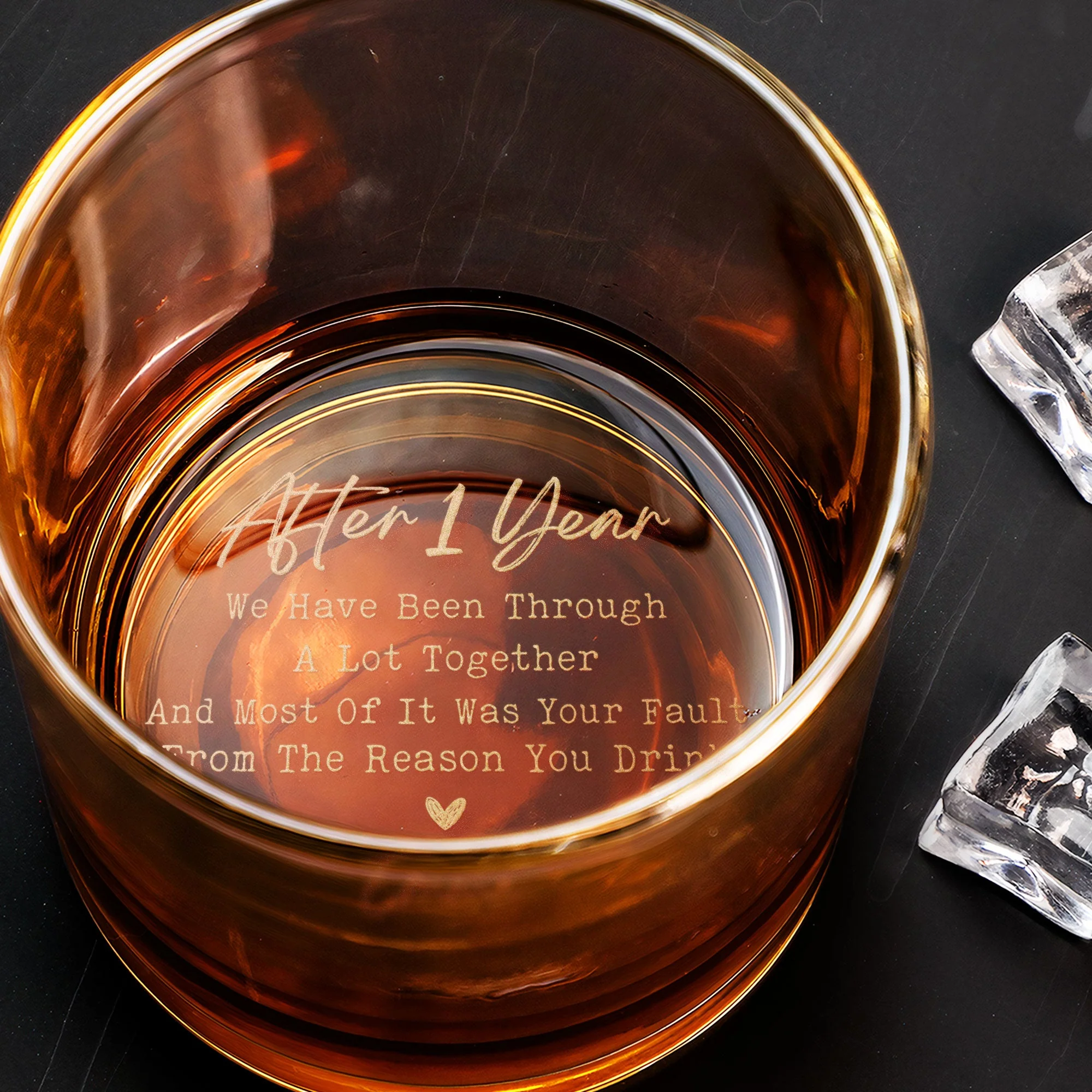 Funny Anniversary Gift For Husband Your Fault - Personalized Engraved Whiskey Glass - Image 2