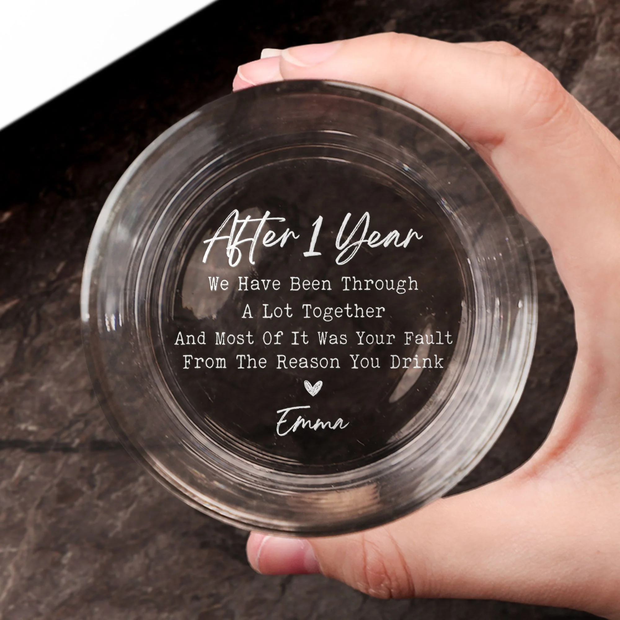 Funny Anniversary Gift For Husband Your Fault - Personalized Engraved Whiskey Glass - Image 3
