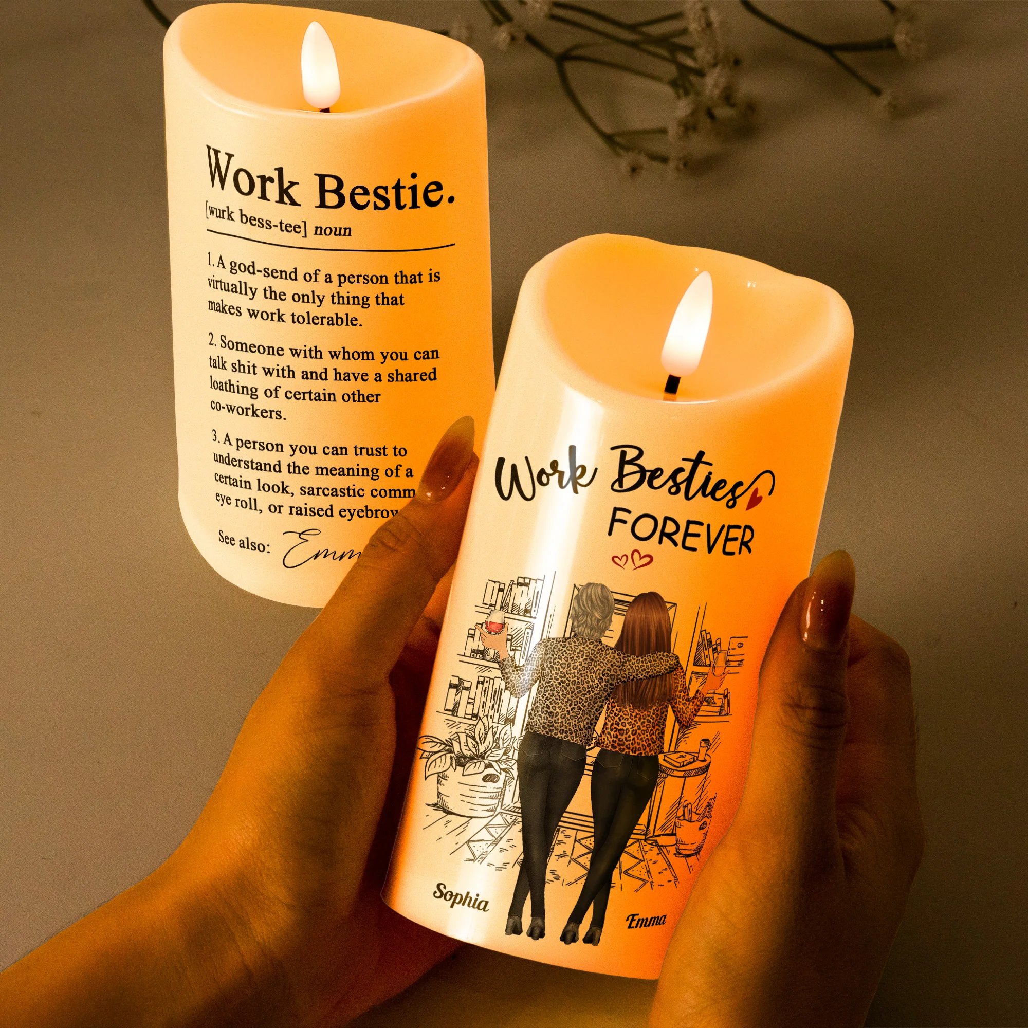 Funny Candle For Work Bestie - Personalized LED Candle - Image 3