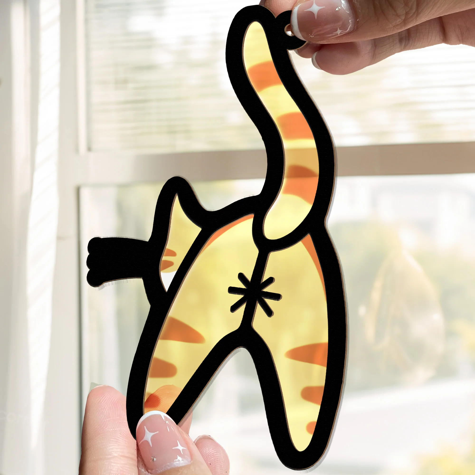 Funny Cat Butt - Personalized Window Hanging Suncatcher Ornament - Image 4