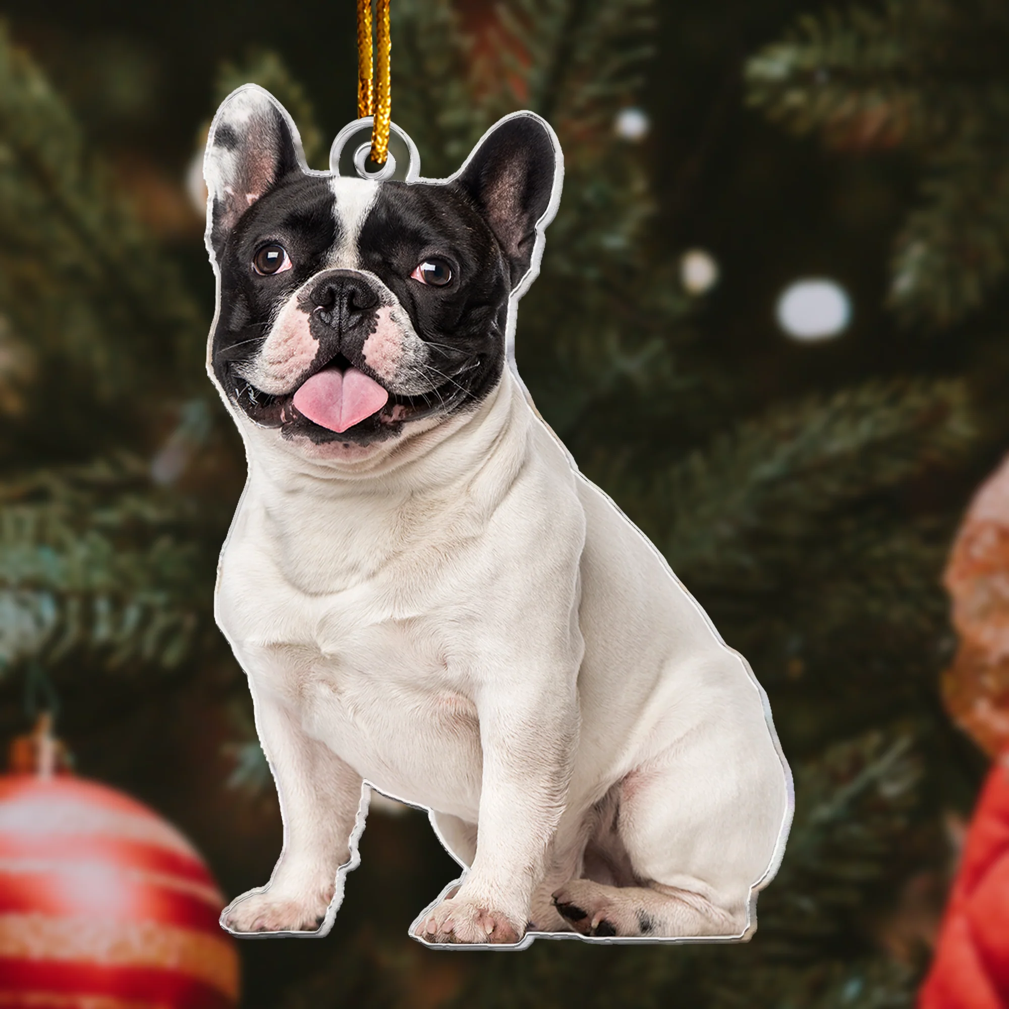 French Bulldog Ornament - Frenchie Ornament - Personalized Acrylic Photo Ornament - Image 2