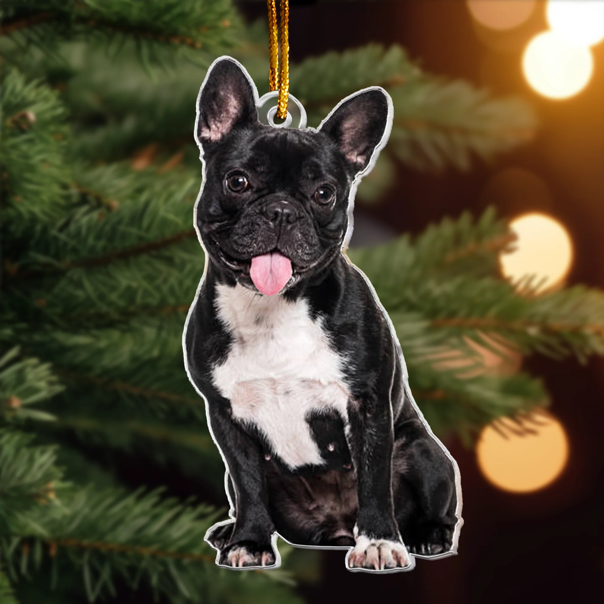 French Bulldog Ornament - Frenchie Ornament - Personalized Acrylic Photo Ornament - Image 5