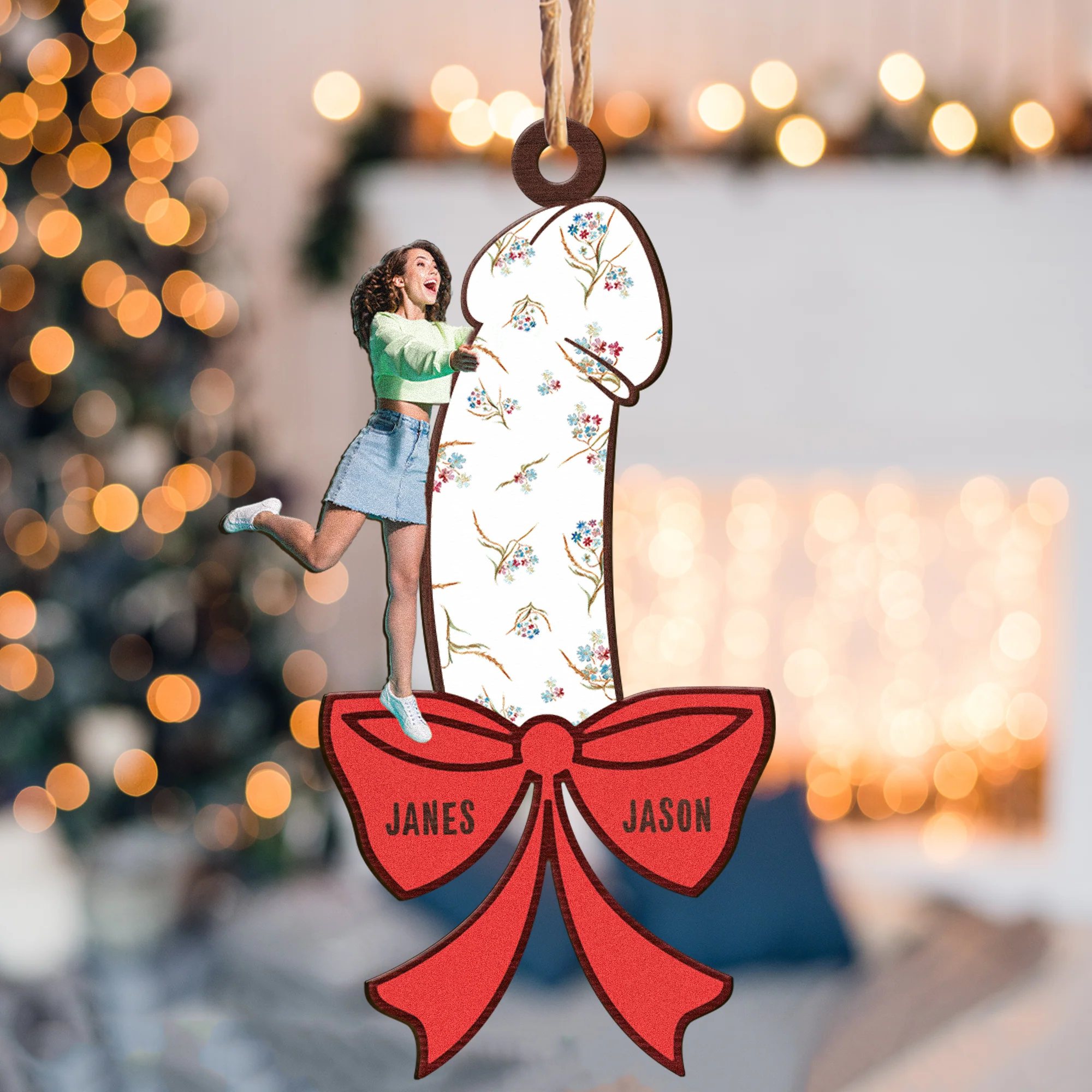 Funny Christmas Gift For Husband, Boyfriend - Personalized Wooden Photo Ornament - Image 5