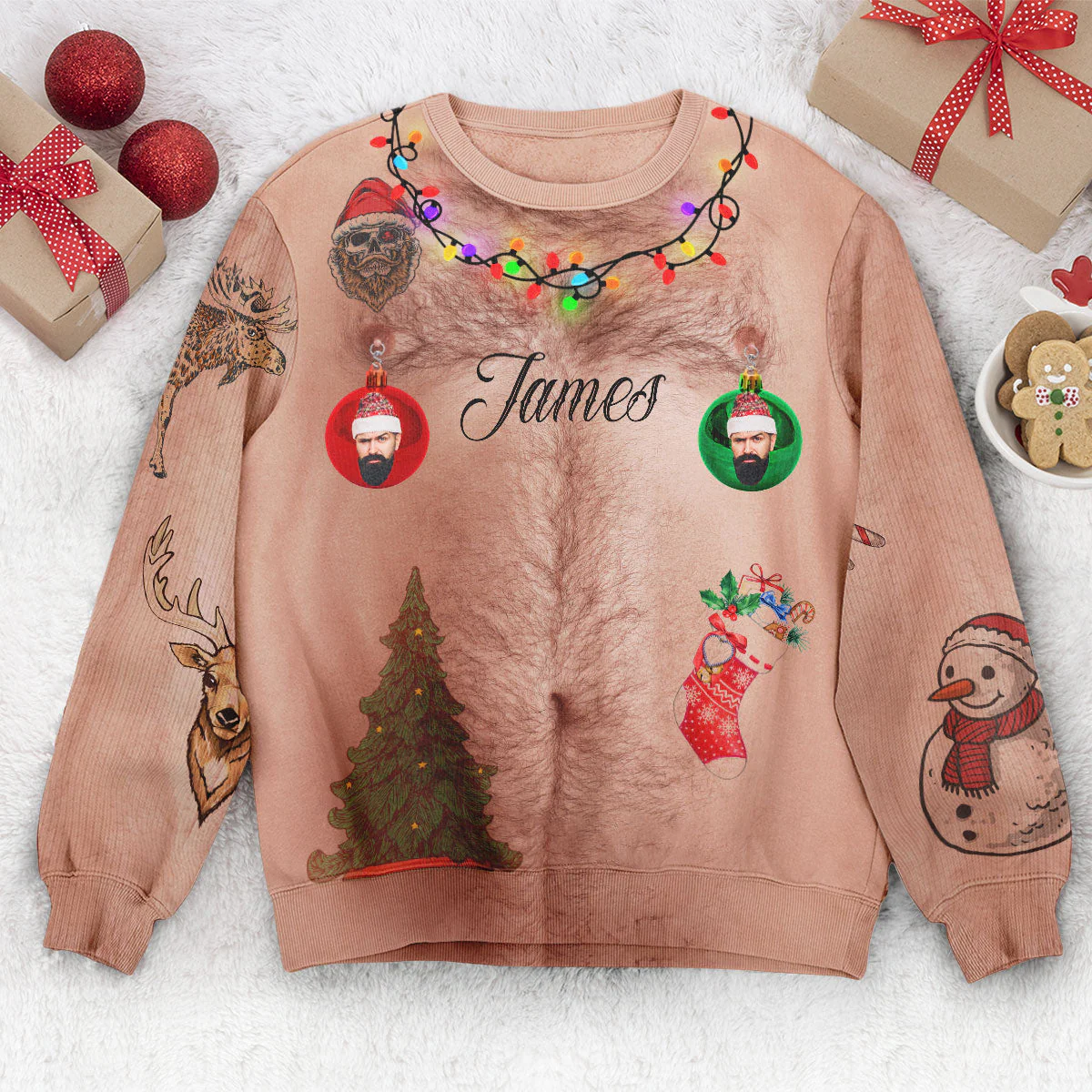 Funny Christmas Sweater - Personalized Photo Ugly Sweater - Image 3