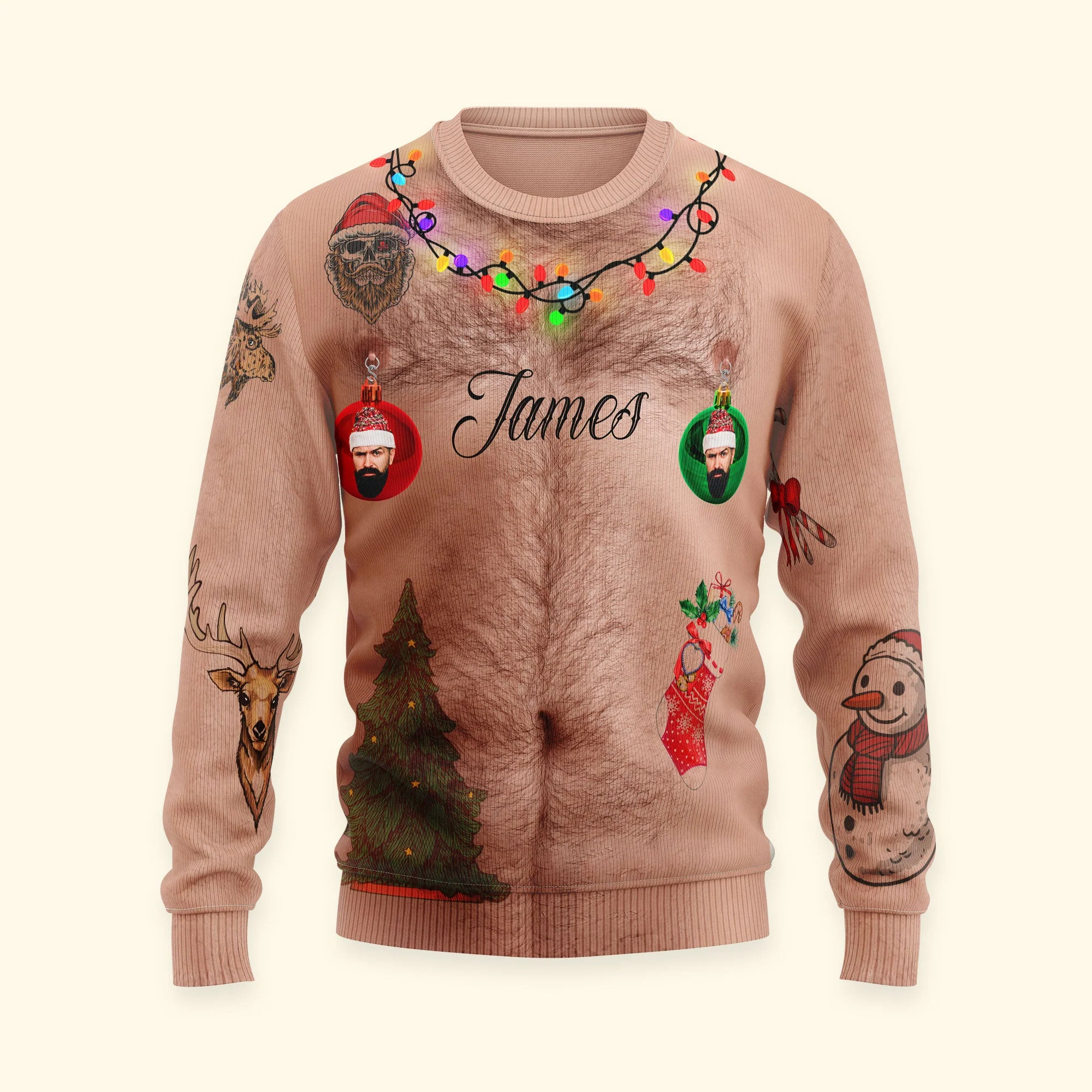 Funny Christmas Sweater - Personalized Photo Ugly Sweater - Image 4