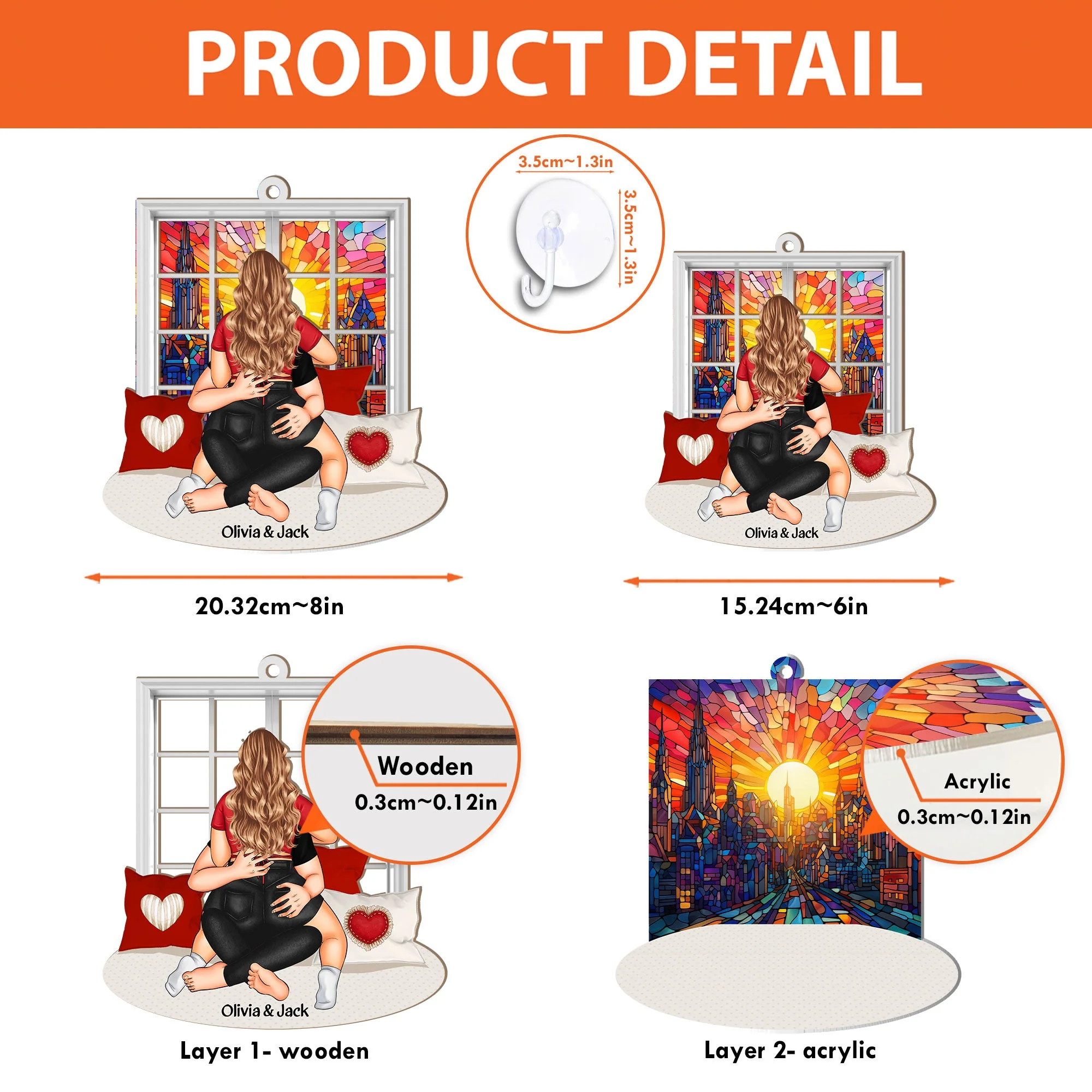 Funny Couple - Personalized Window Hanging Suncatcher Ornament - Image 6