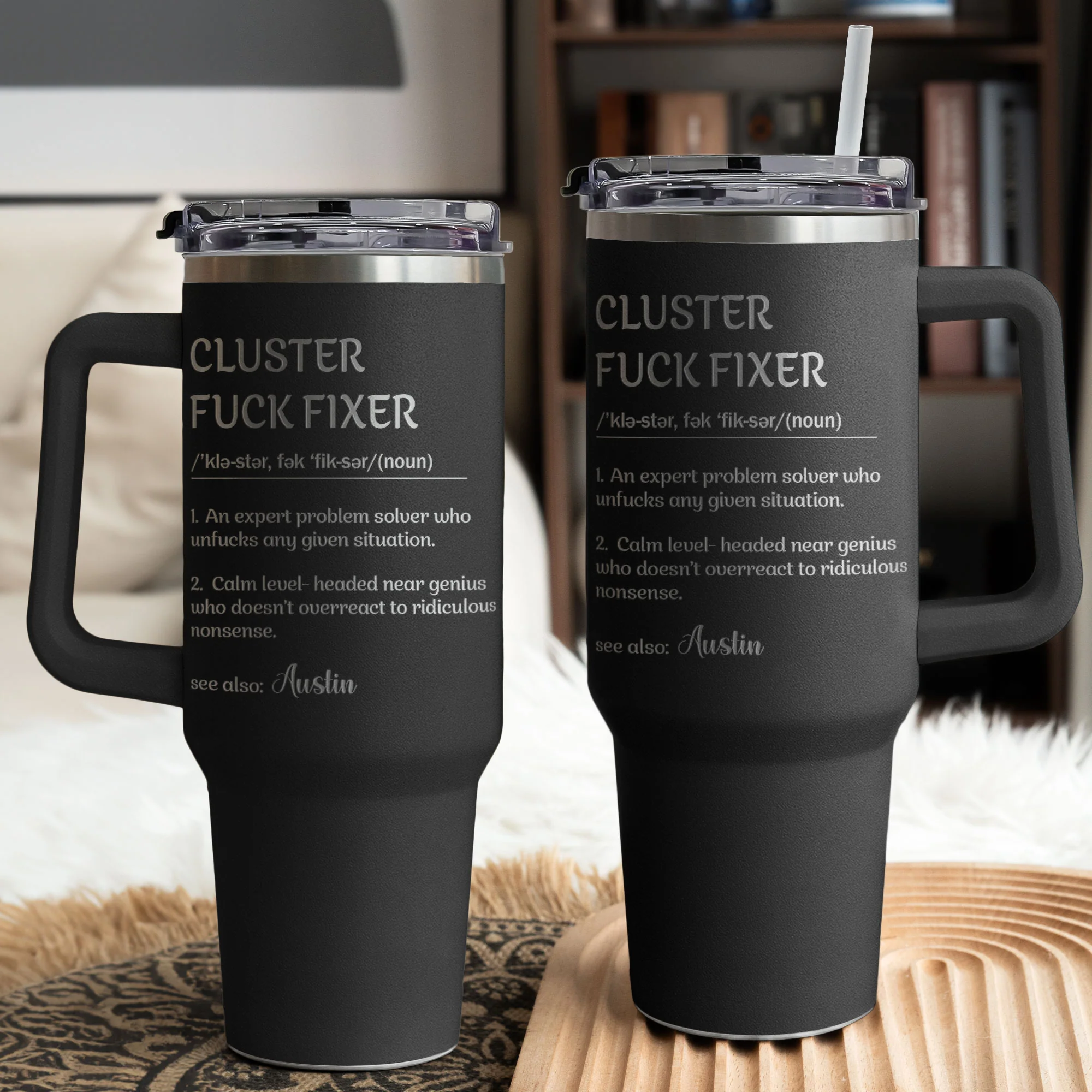 Funny Cup - Gifts For Boss, Coworkers - Cluster F*ck Fixer - Custom Name - Personalized 40oz Tumbler - Image 2