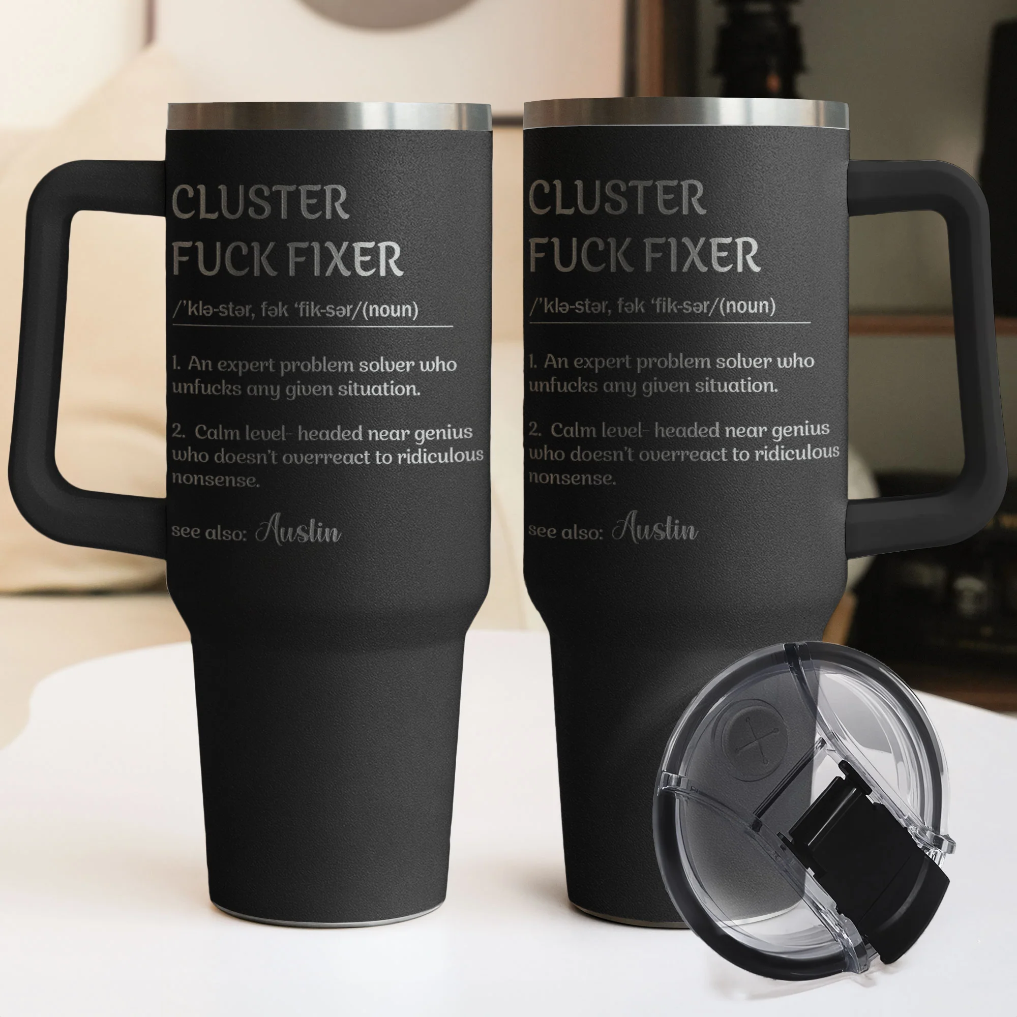 Funny Cup - Gifts For Boss, Coworkers - Cluster F*ck Fixer - Custom Name - Personalized 40oz Tumbler - Image 4