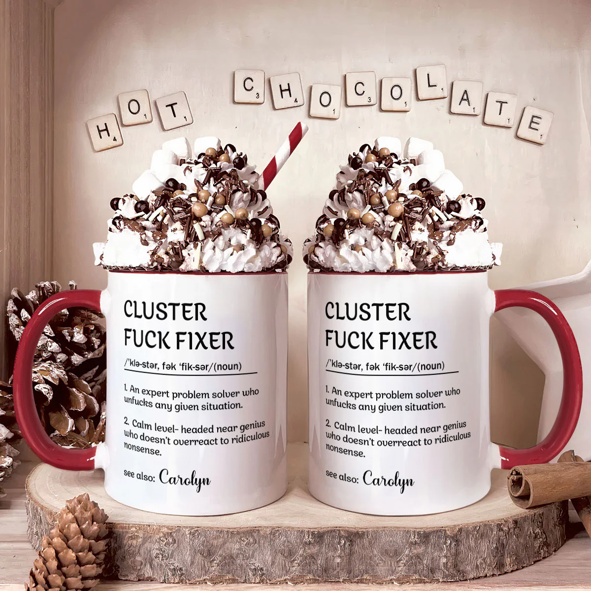 Funny Cup - Gifts For Boss, Coworkers - Cluster F*ck Fixer - Custom Name - Personalized Accent Mug - Image 2
