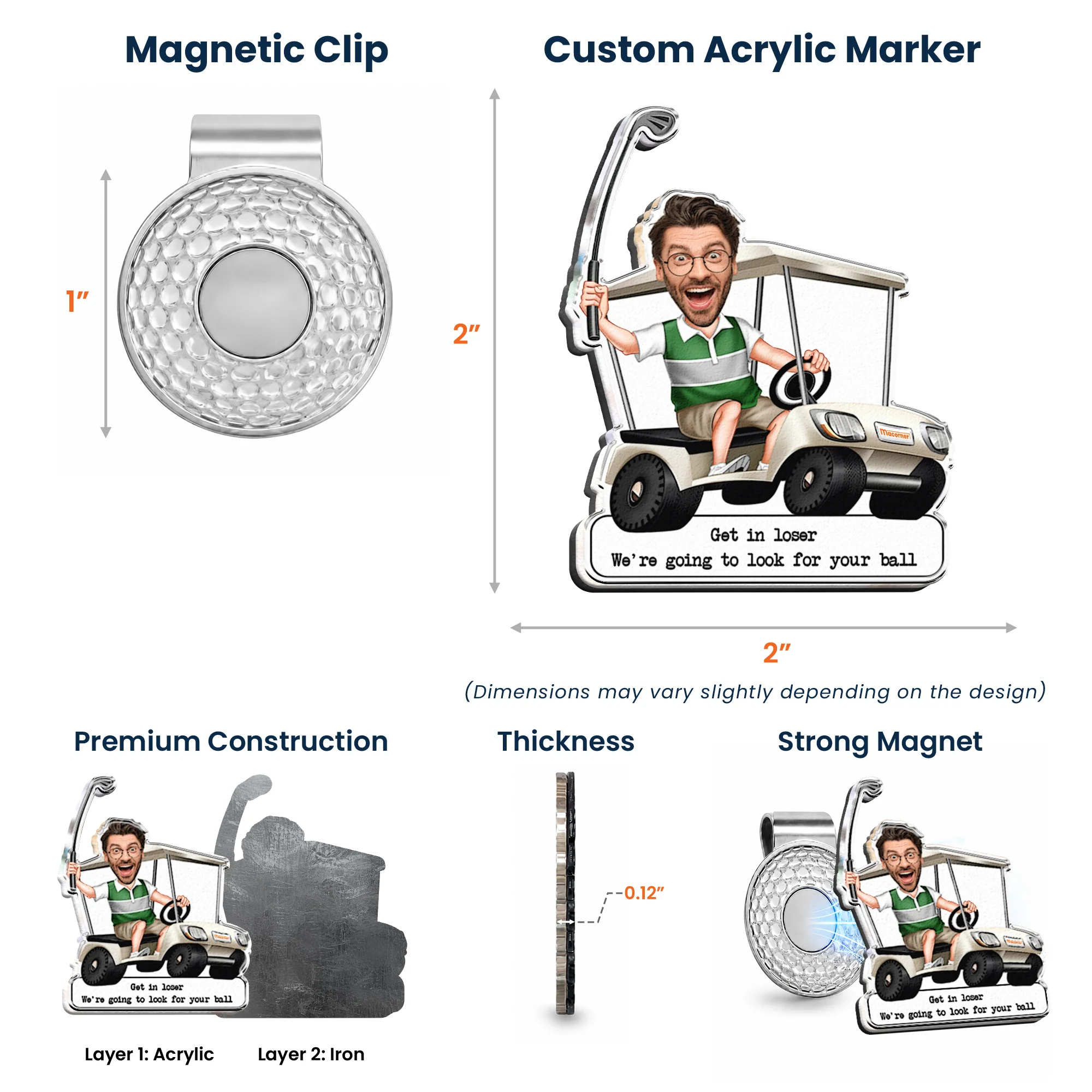 Funny Custom Face Golf Lovers Gifts For Him, Husband, Buddy - Personalized Golf Ball Marker - Image 6