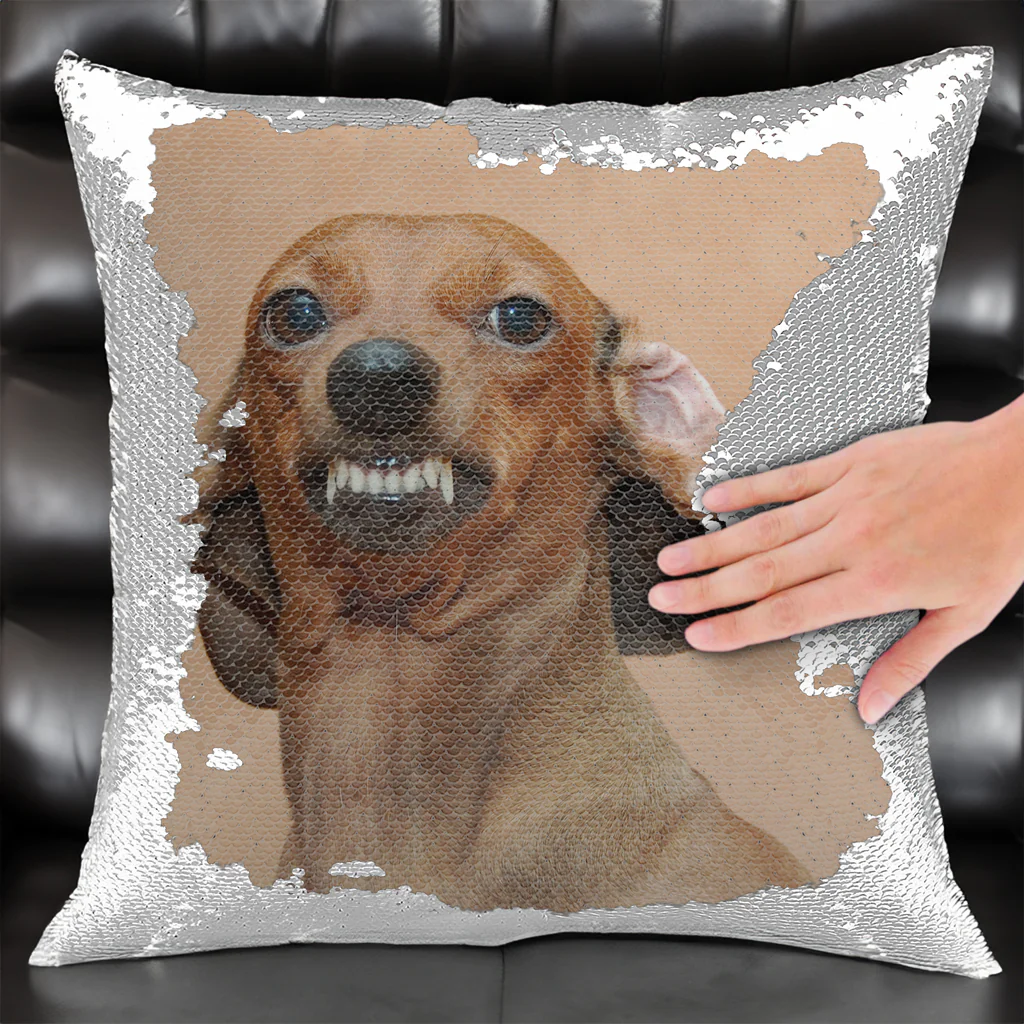 Funny Custom Photo Of Cat, Dog - Custom Sequin Photo Pillow - Image 2