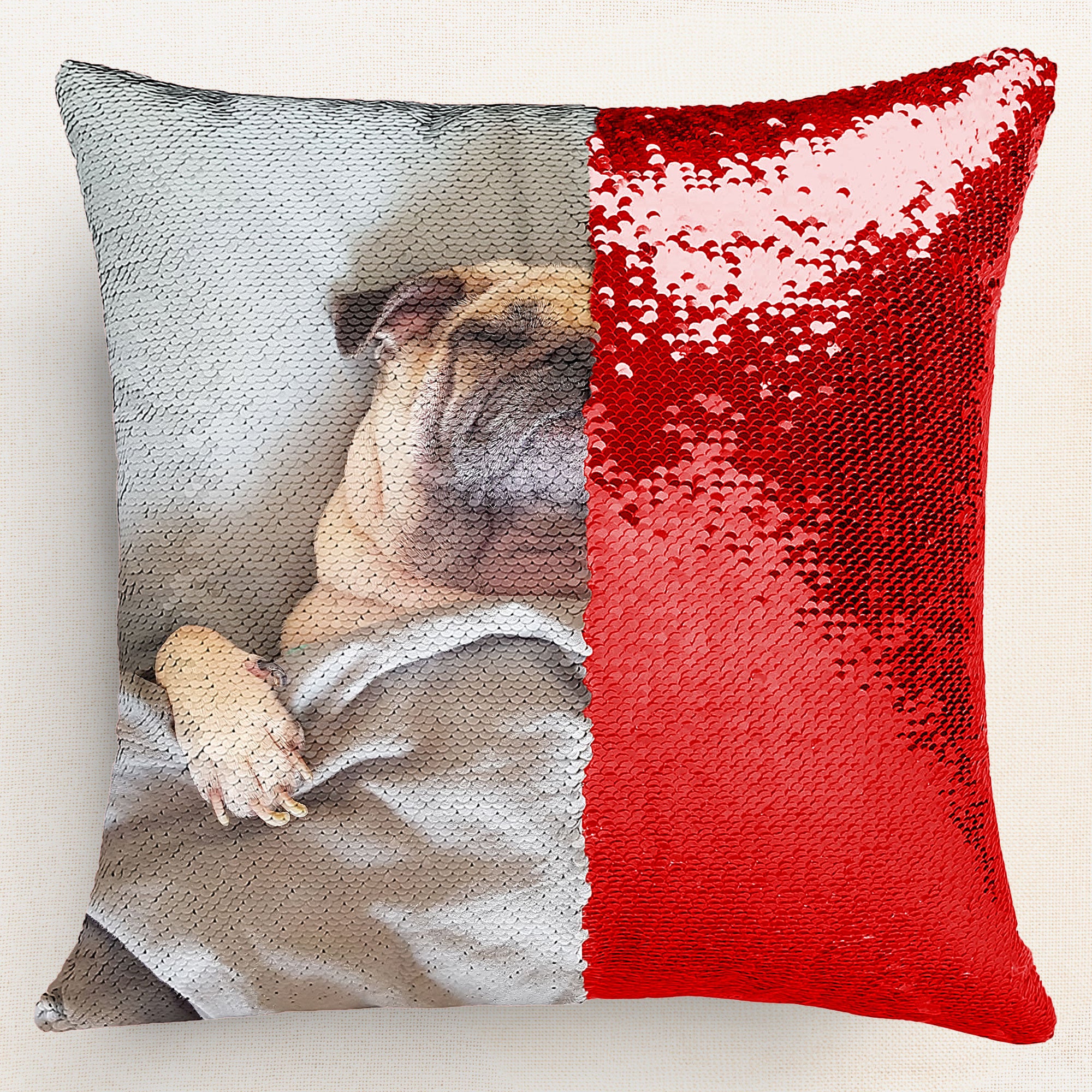 Funny Custom Photo Of Cat, Dog - Custom Sequin Photo Pillow - Image 6