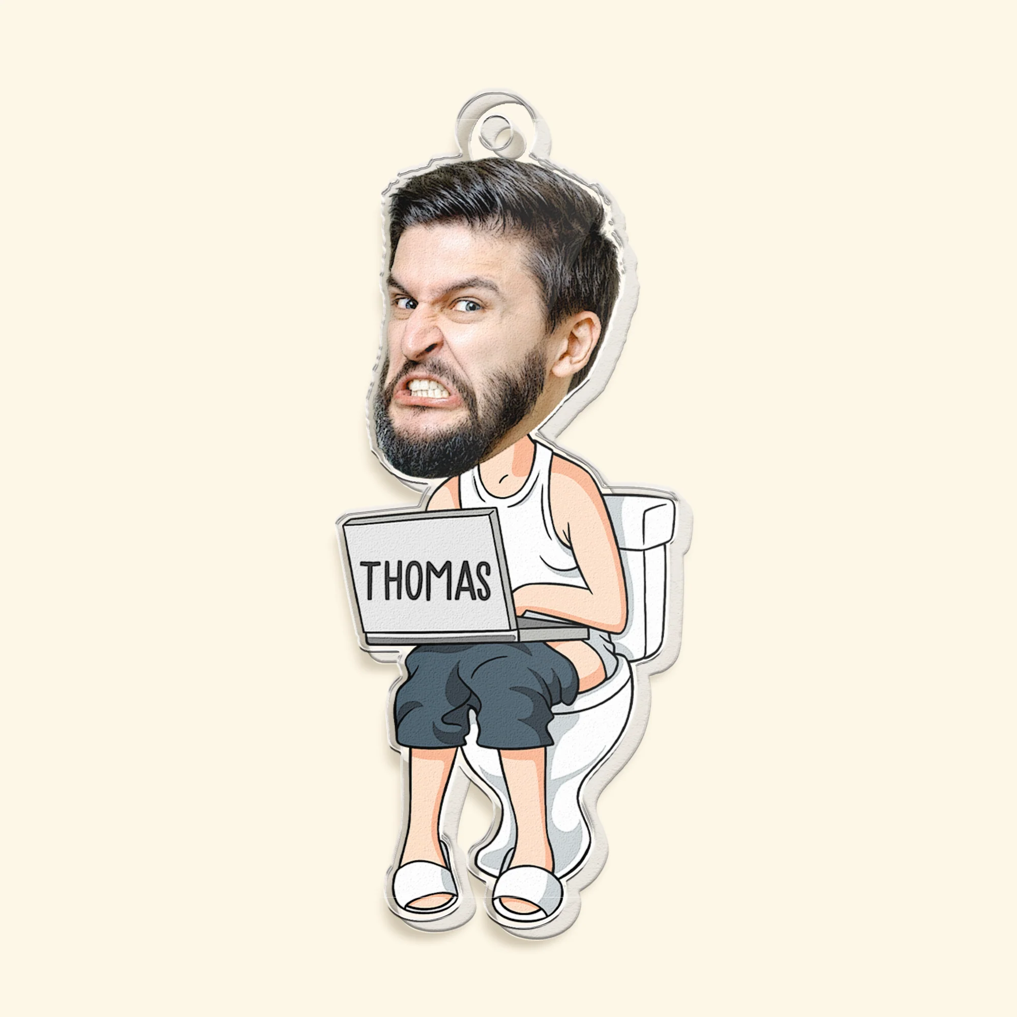 Funny Dad Doing Dad Sh*T Custom Face - Personalized Photo Keychain - Image 7