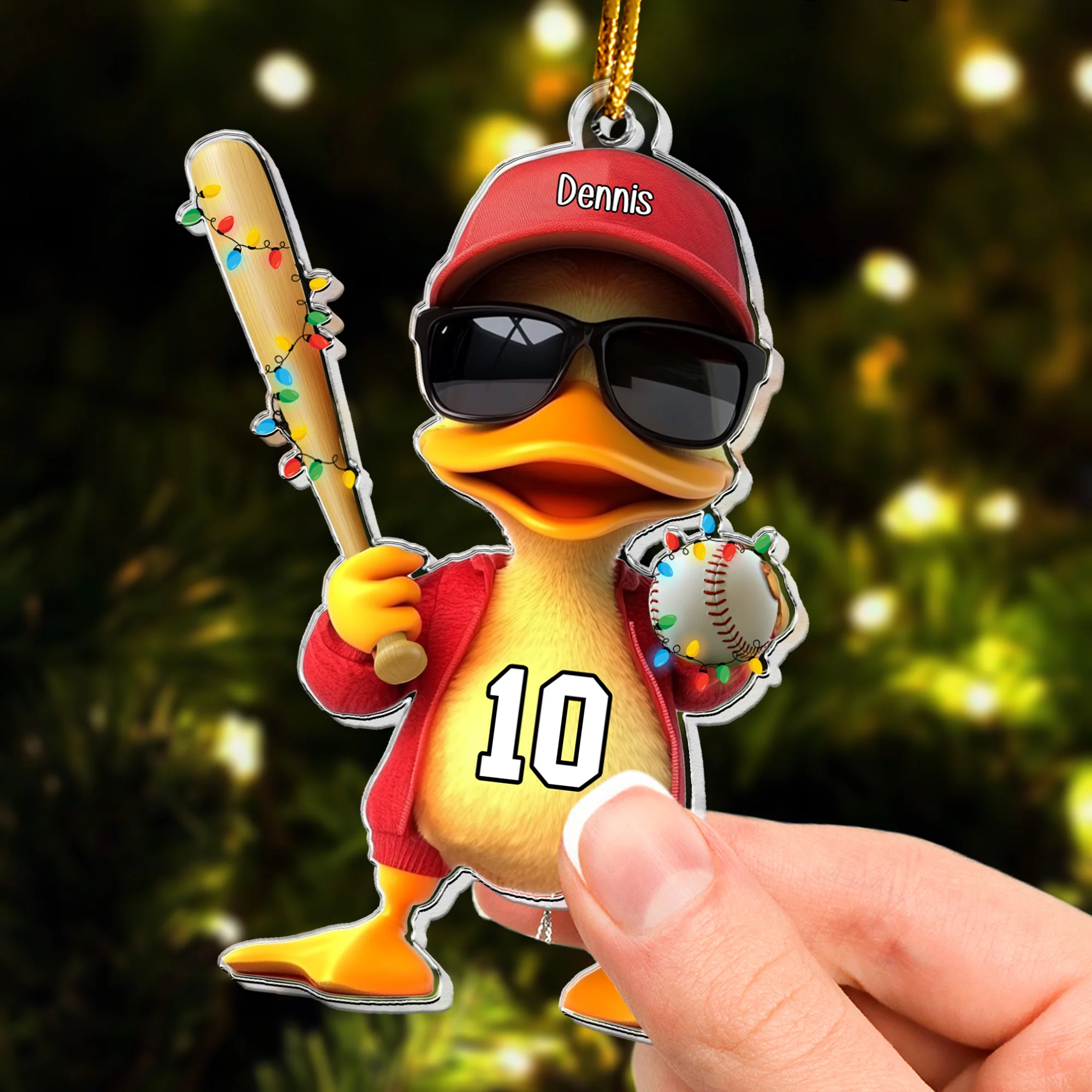Funny Duck For Baseball Softball Lover - Personalized Acrylic Ornament - Image 3