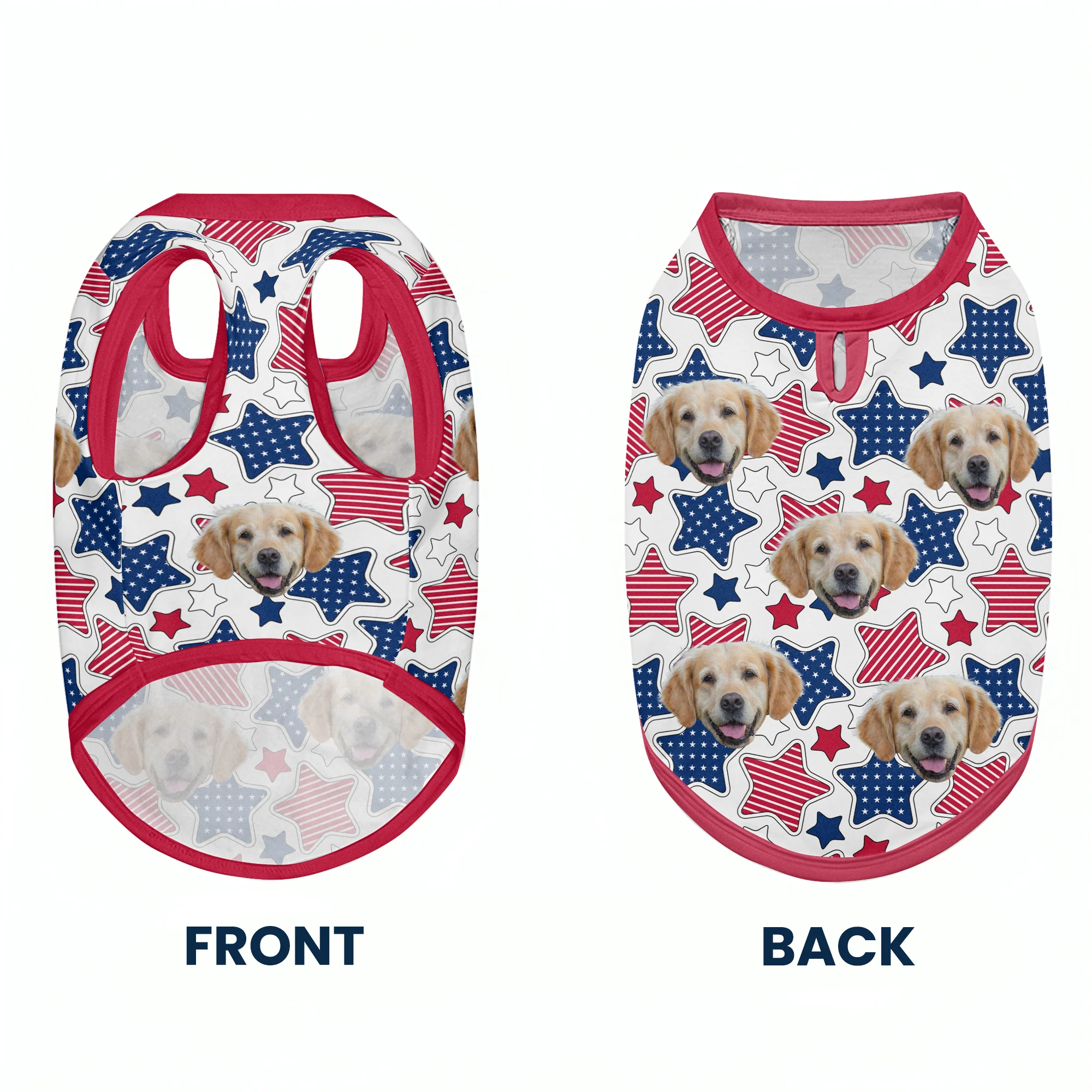 Funny Face Patriotic Star - Personalized Photo Dog Shirt - Image 2