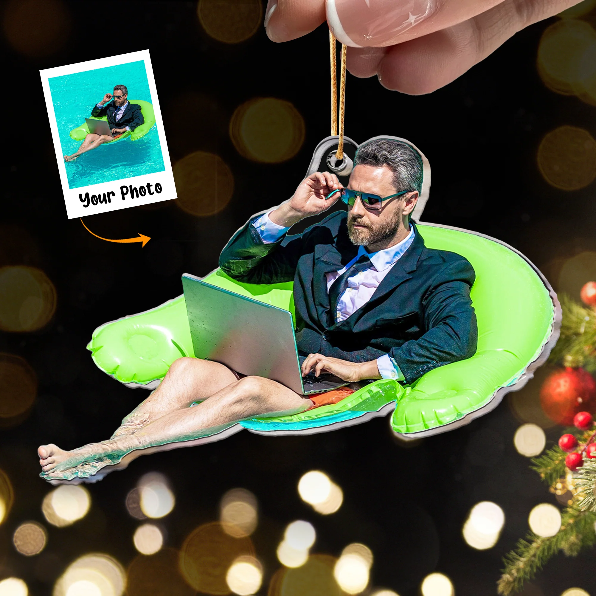 Funny Gift For Men - Personalized Acrylic Photo Ornament - Image 4
