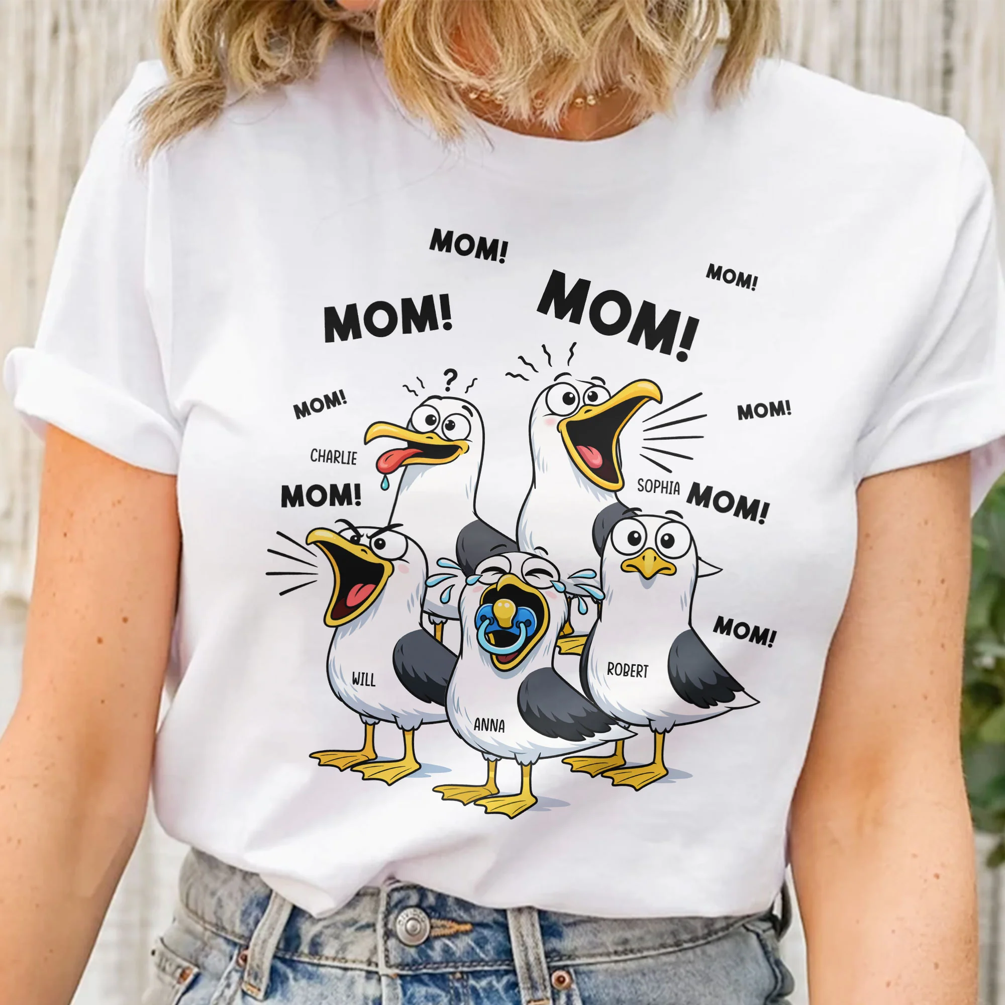 Funny Mommy Shirt - Mom Mom Mom Seagull - Personalized Shirt - Image 4