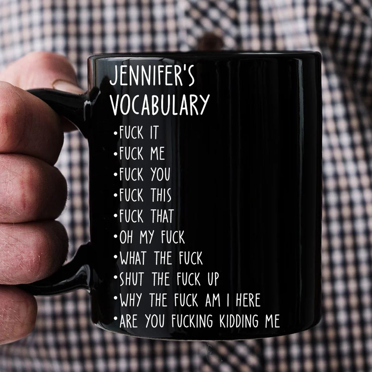 Funny Mug - Black Mug - F*Ck Vocabulary - Fun Gifts For Coworker, Friends, Boss, Nurse - Personalized Mug