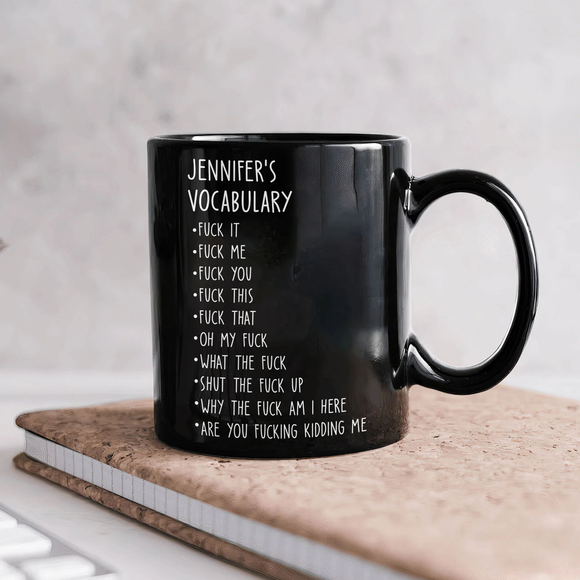 Funny Mug - Black Mug - F*Ck Vocabulary - Fun Gifts For Coworker, Friends, Boss, Nurse - Personalized Mug - Image 3