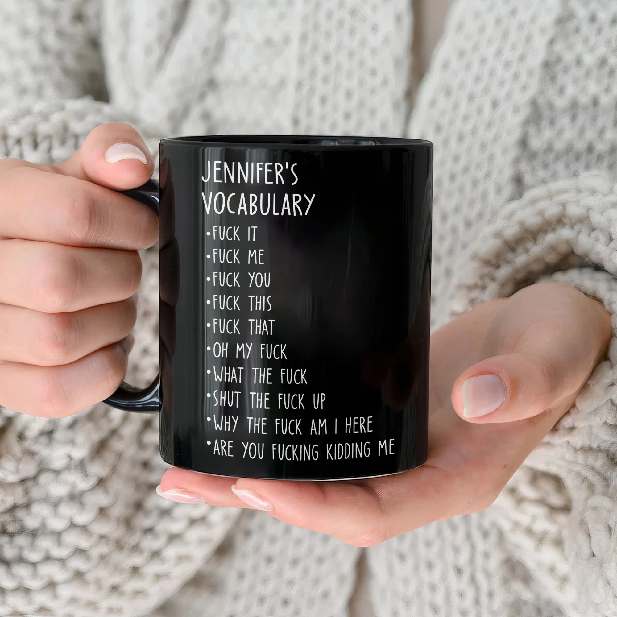 Funny Mug - Black Mug - F*Ck Vocabulary - Fun Gifts For Coworker, Friends, Boss, Nurse - Personalized Mug - Image 4
