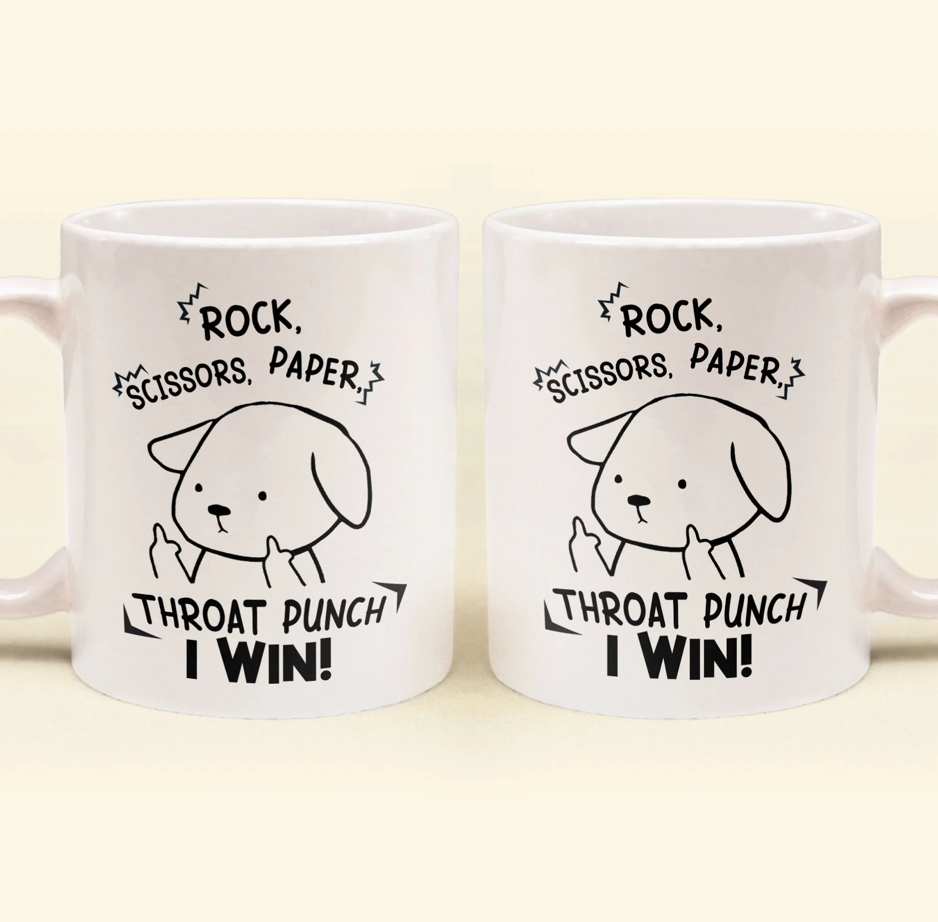 Funny Mug - Rock Paper Scissors Throat Punch I Win - Fun Gifts For Coworker, Friends, Boss - Personalized Mug - Image 3