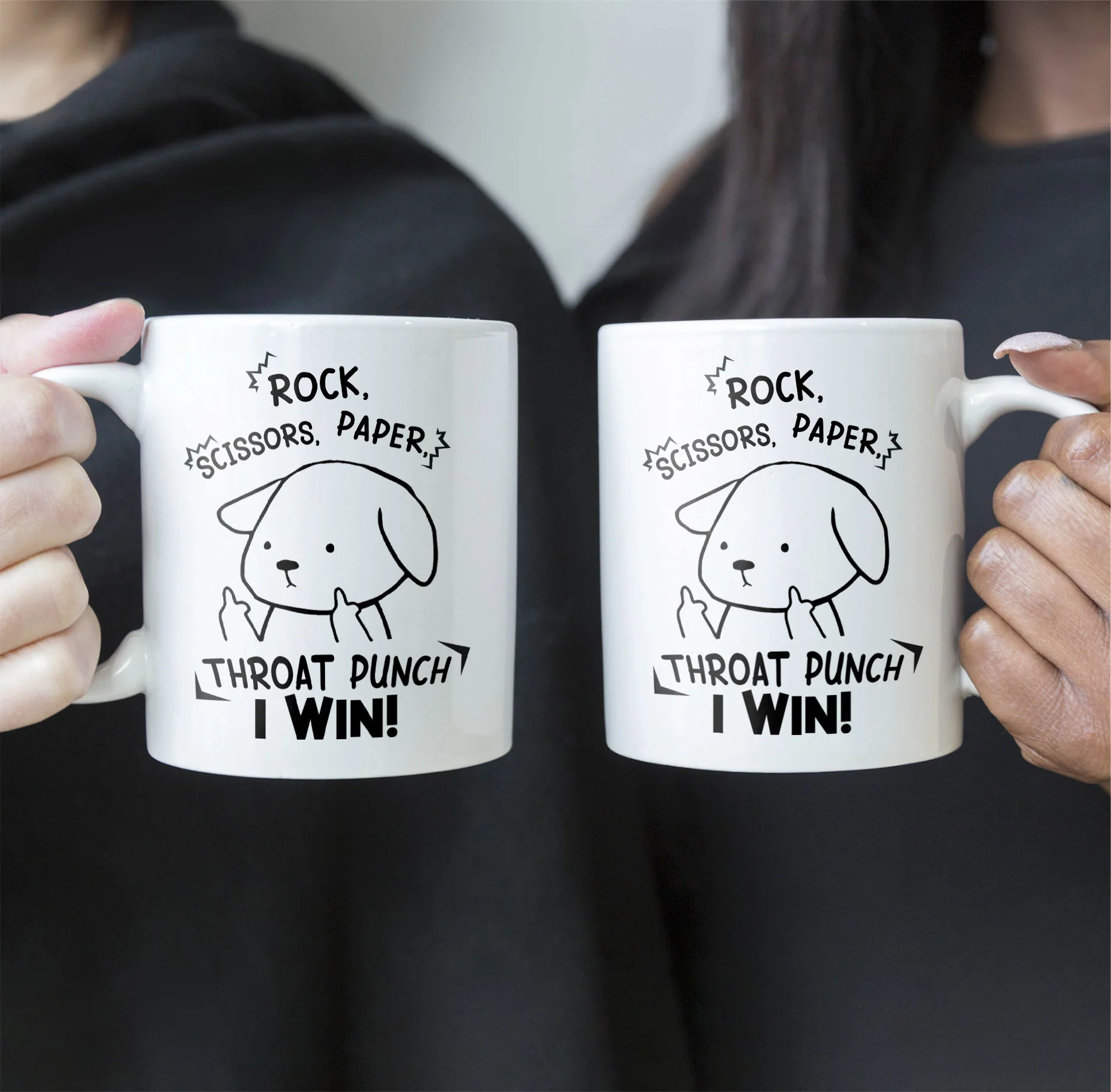 Funny Mug - Rock Paper Scissors Throat Punch I Win - Fun Gifts For Coworker, Friends, Boss - Personalized Mug - Image 4