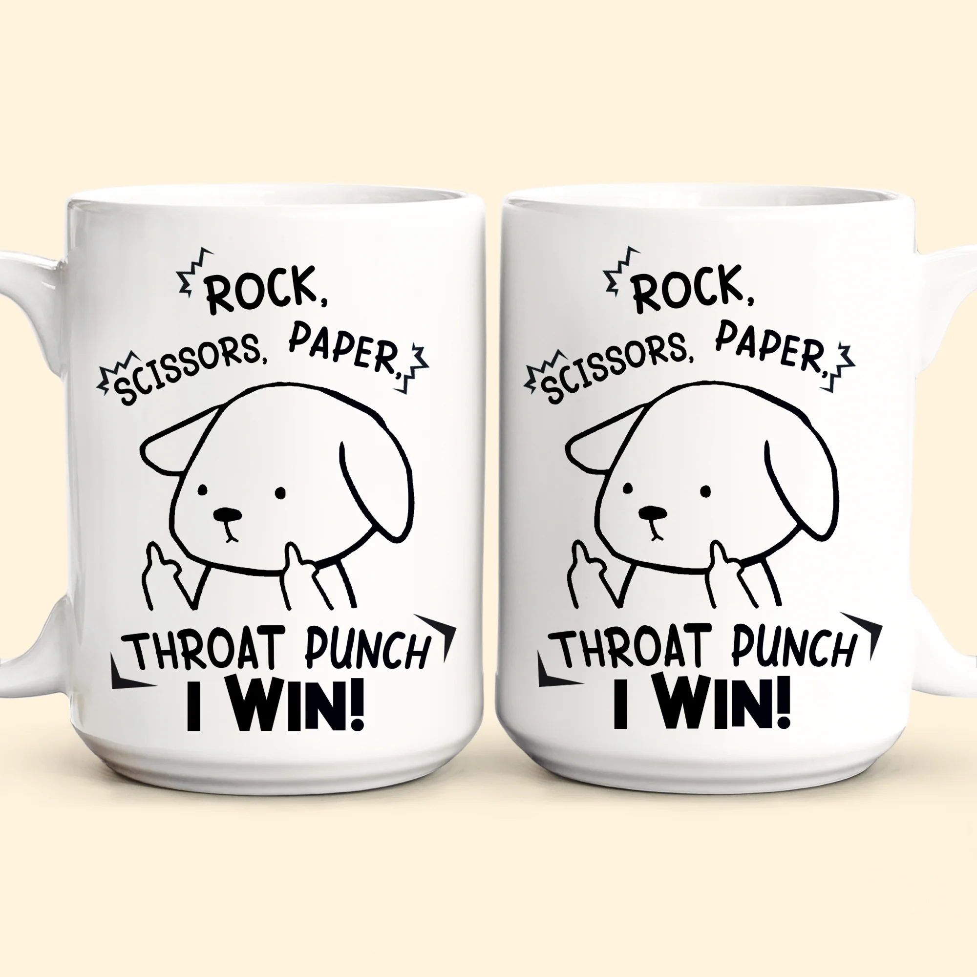 Funny Mug - Rock Paper Scissors Throat Punch I Win - Fun Gifts For Coworker, Friends, Boss - Personalized Mug - Image 6