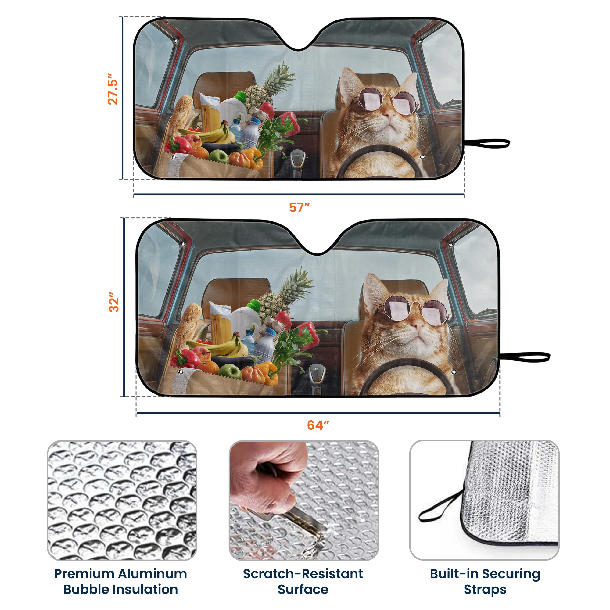 Funny Pet Driving - Personalized Photo Car Sun Shade - Image 6