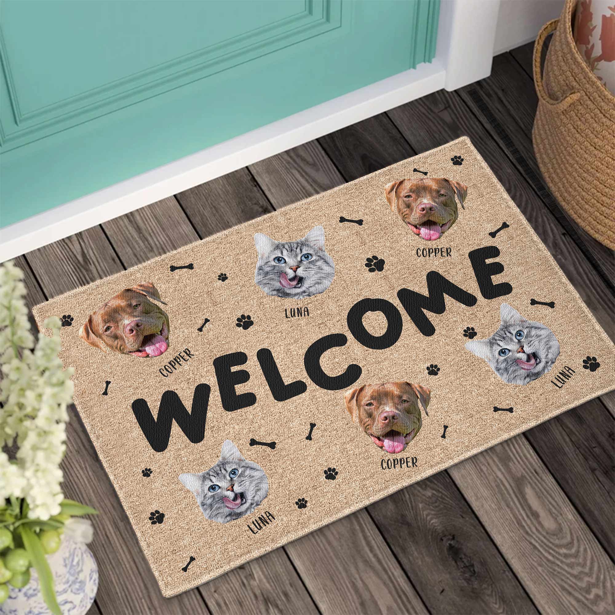 Funny Pet Face Welcome - Personalized Photo Doormat - Image 2
