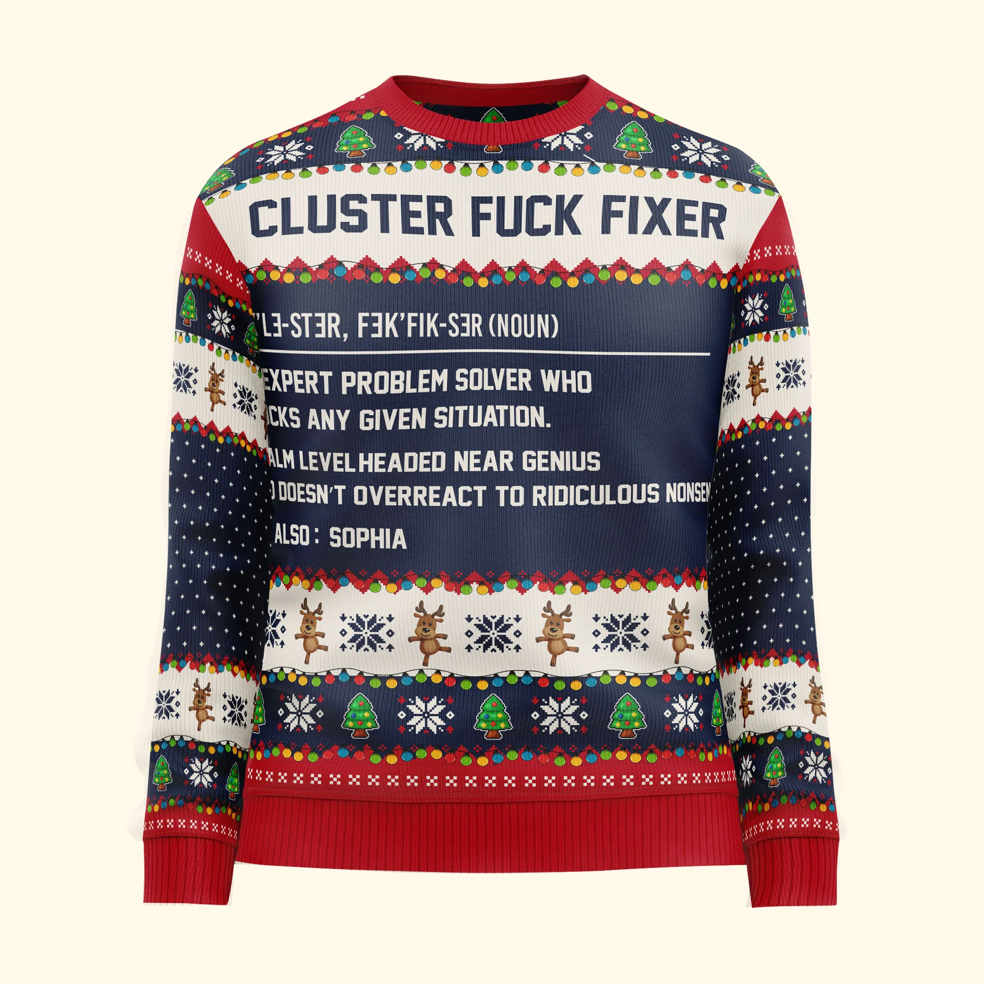 Funny Ugly Sweaters - Cluster F*Ck Fixer - For Coworkers, Boss, Friends - Personalized Ugly Sweater - Image 3