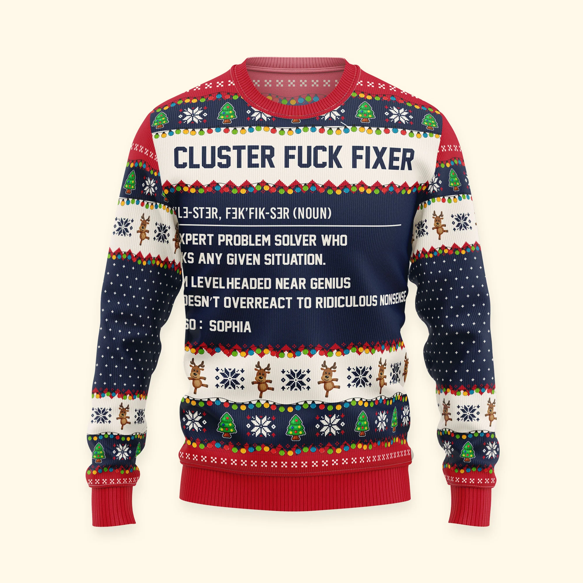 Funny Ugly Sweaters - Cluster F*Ck Fixer - For Coworkers, Boss, Friends - Personalized Ugly Sweater - Image 4