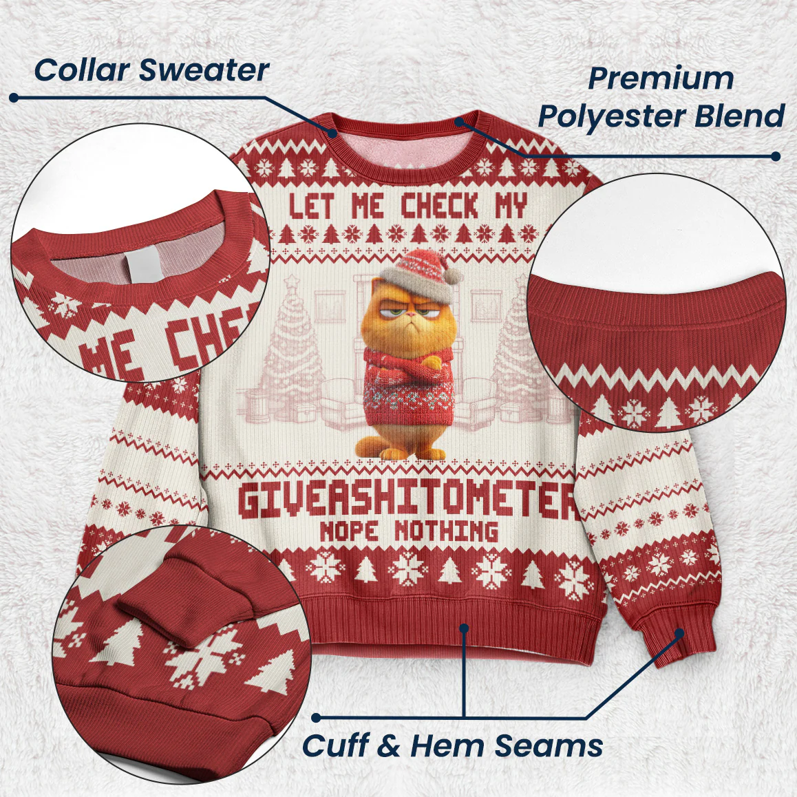 Funny Ugly Sweaters - Let Me Check My Giveashitometer - For Coworkers, Boss - Personalized Ugly Sweater - Image 4