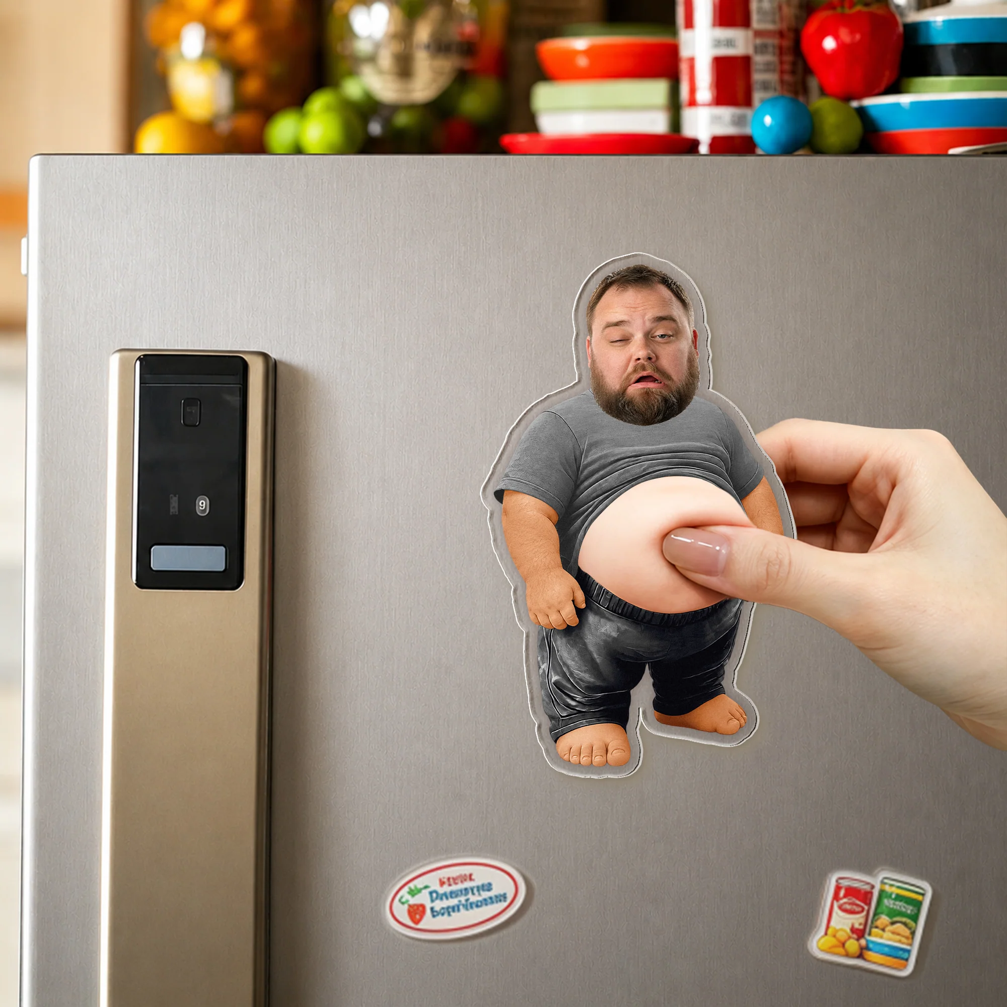 Funny Upload Face Gift For Dad Bod, Husband, Boss, Coworkers - Personalized Fridge Magnet - Image 4