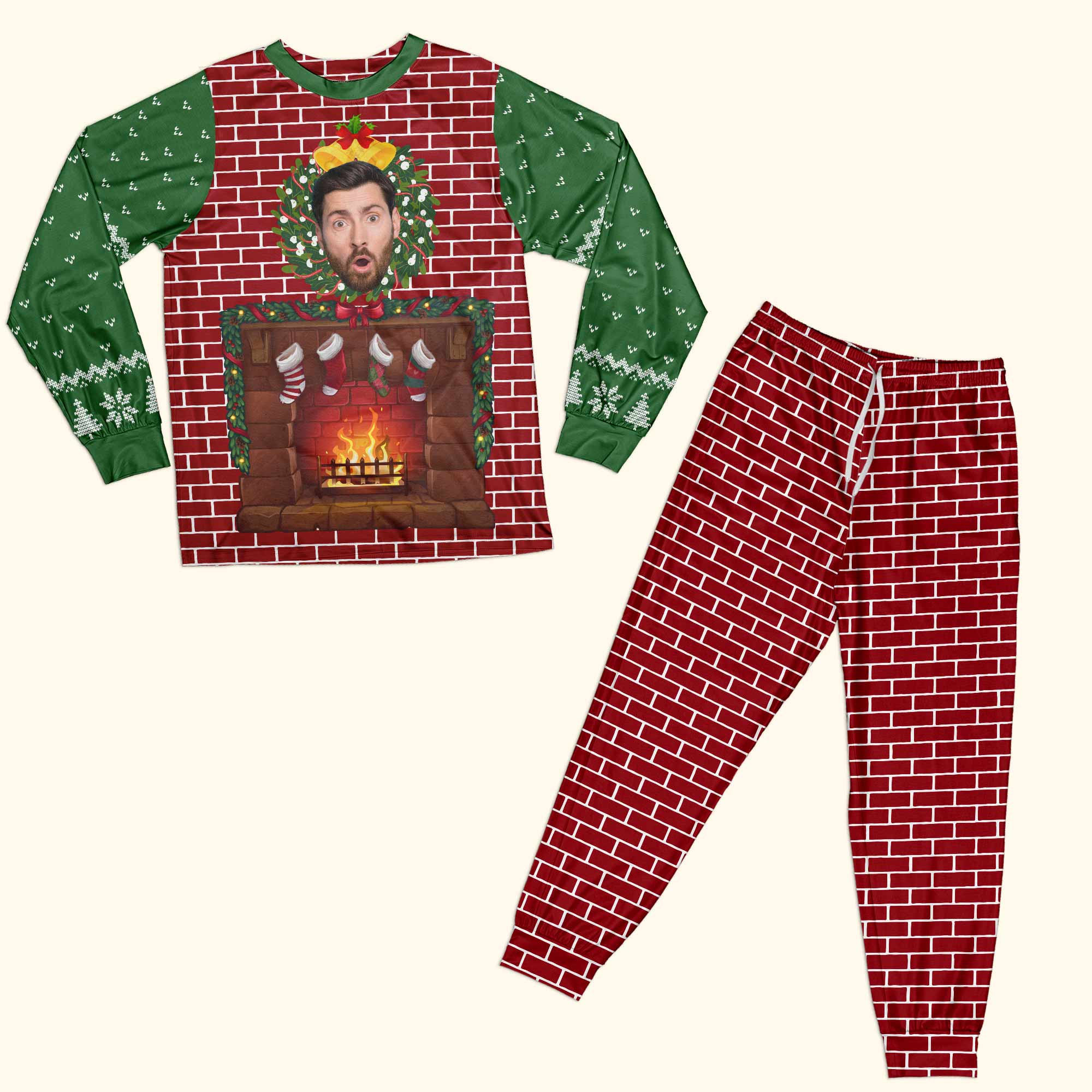 Funny Walking Fireplace - Personalized Photo Pajama Set - Image 5