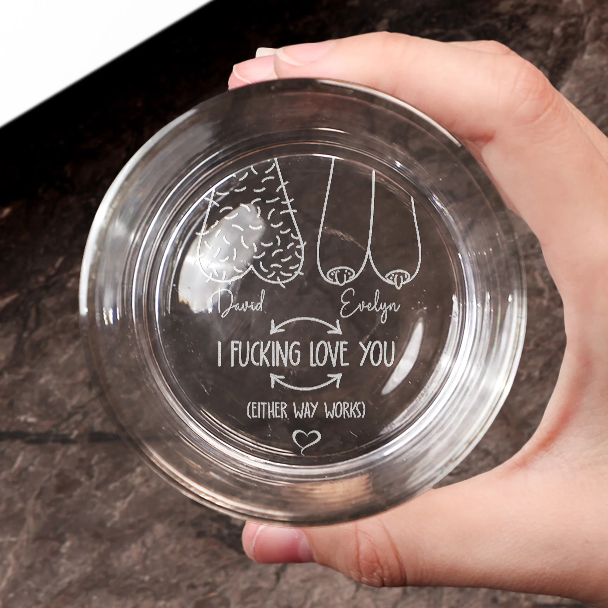Funny Whiskey Glass I F-cking Love You - Personalized Engraved Whiskey Glass - Image 3