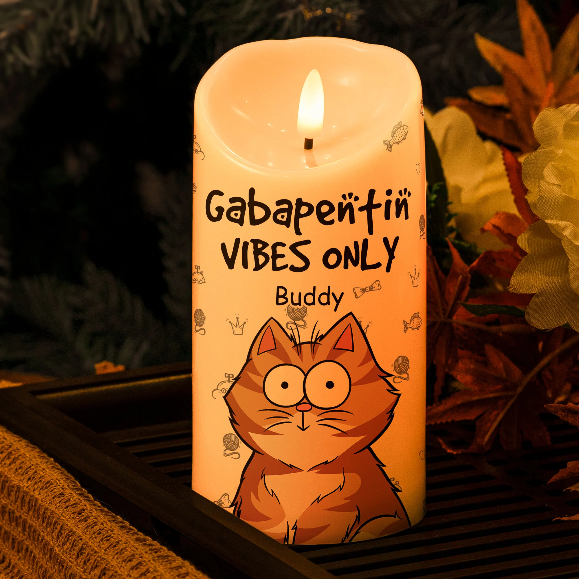Gabapentin Vibes Only Funny Veterinary - Personalized LED Candle - Image 2