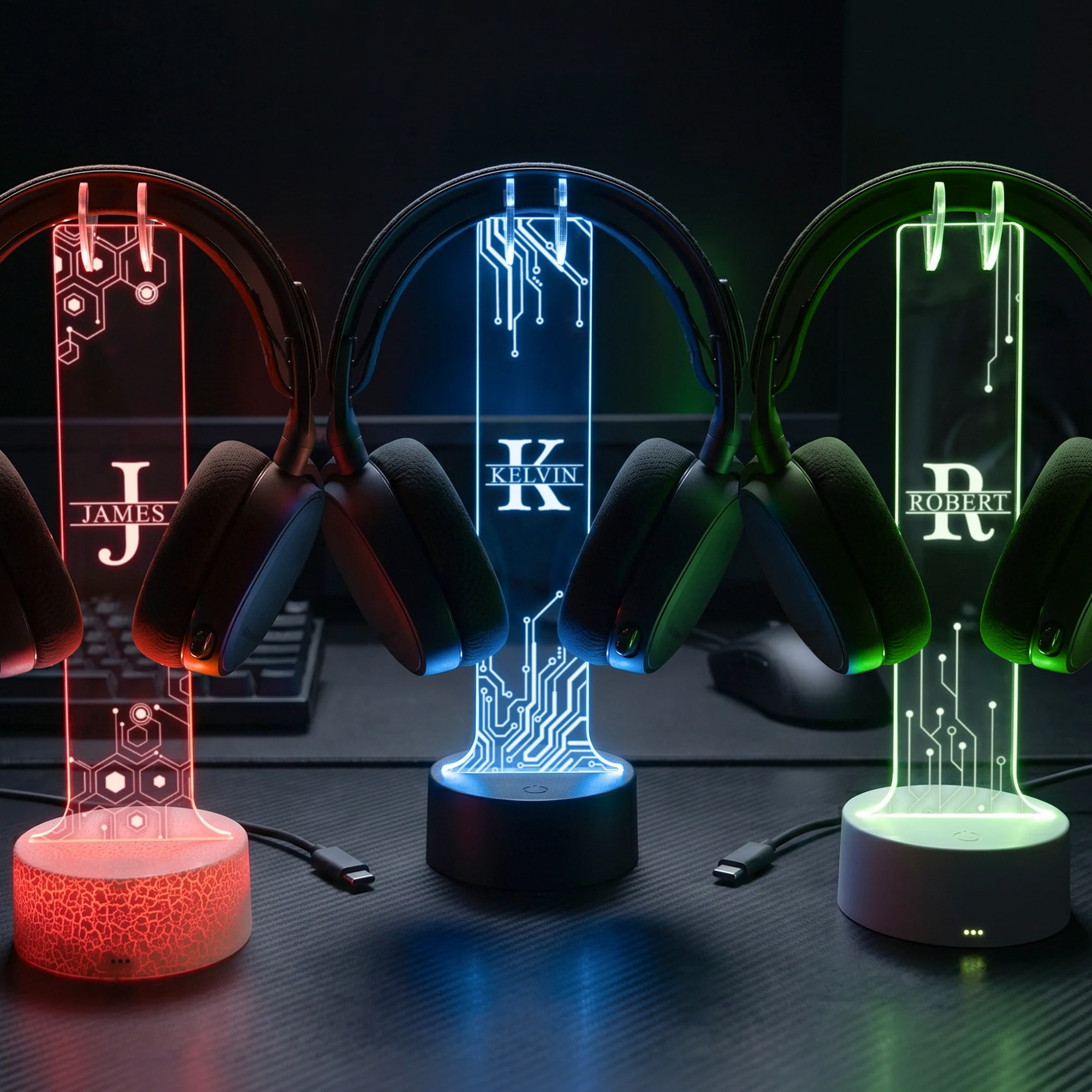 Gamer Boyfriend Gift Custom Name Gift For Men, Gift For Him - Personalized Headphone Stand - Image 2