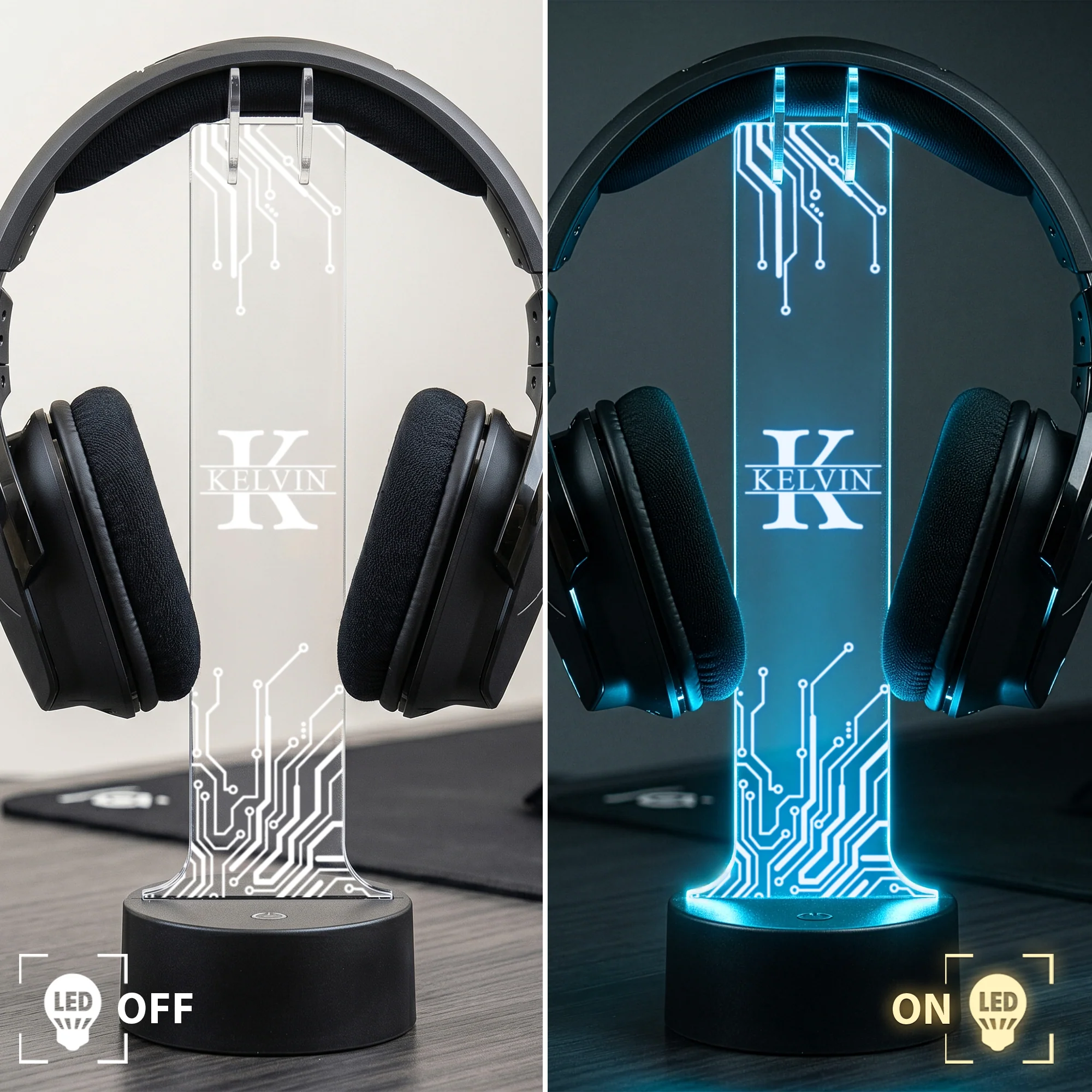 Gamer Boyfriend Gift Custom Name Gift For Men, Gift For Him - Personalized Headphone Stand - Image 3