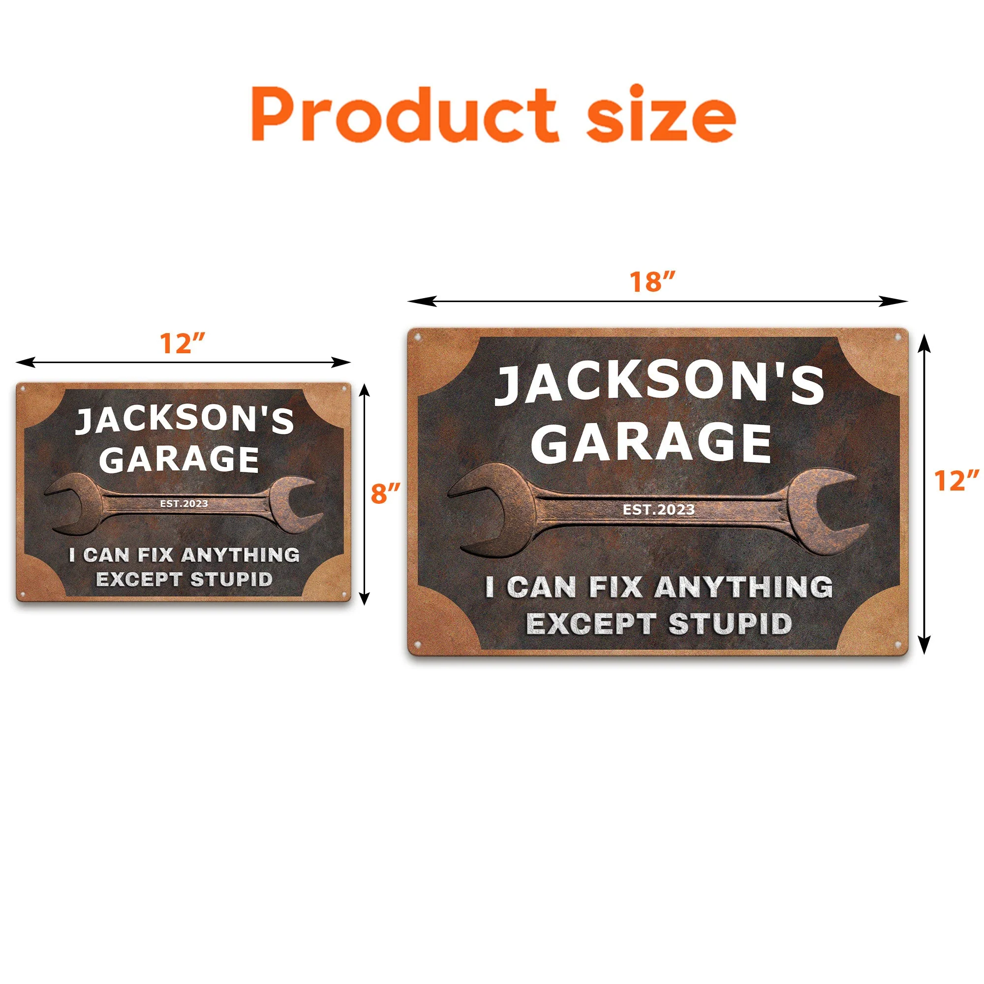 Garage I Can Fix Anything Except Stupid - Personalized Metal Sign - Image 4