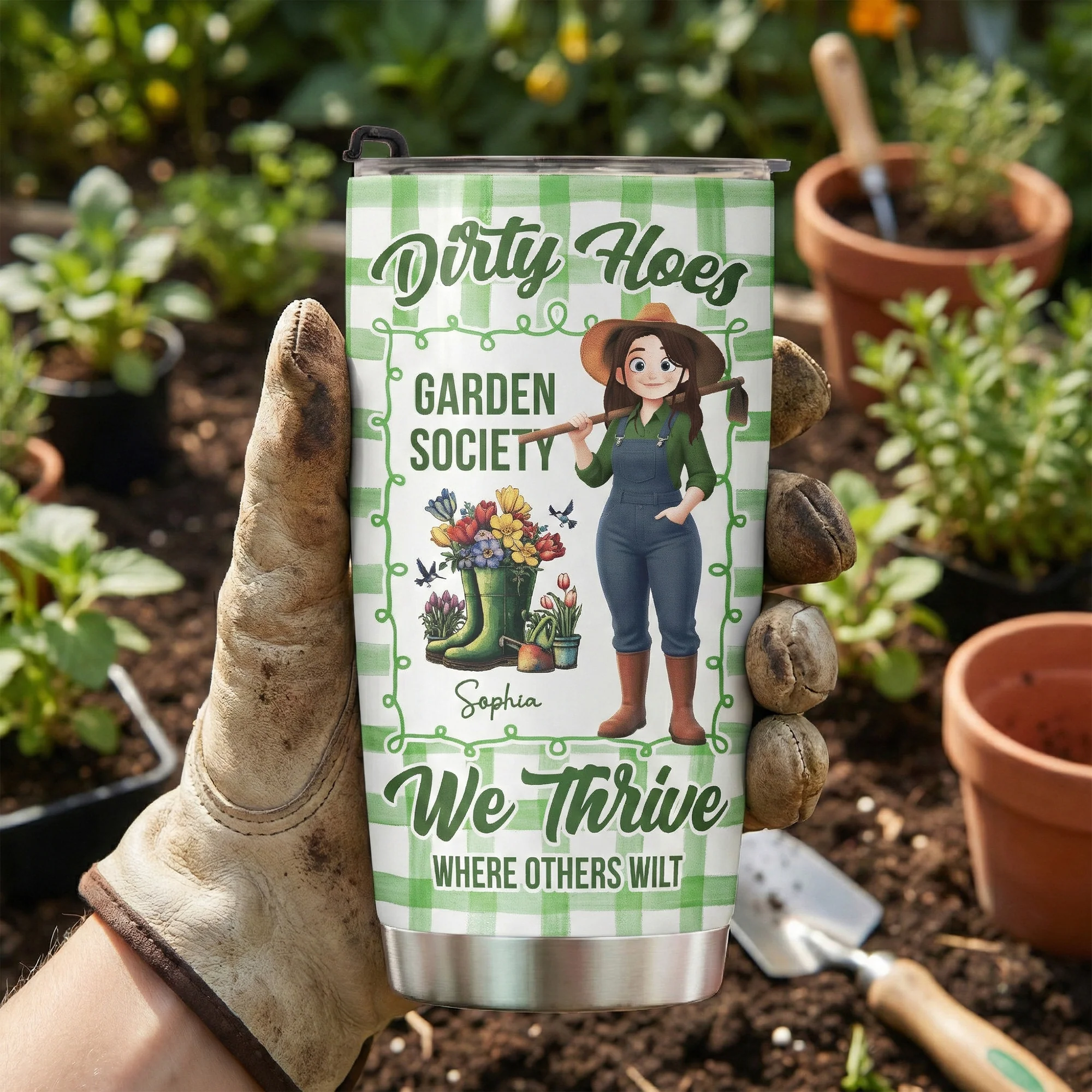 Garden Hoes Social Club Hydrated & Hella Inappropriate - Personalized Tumbler Cup - Image 3