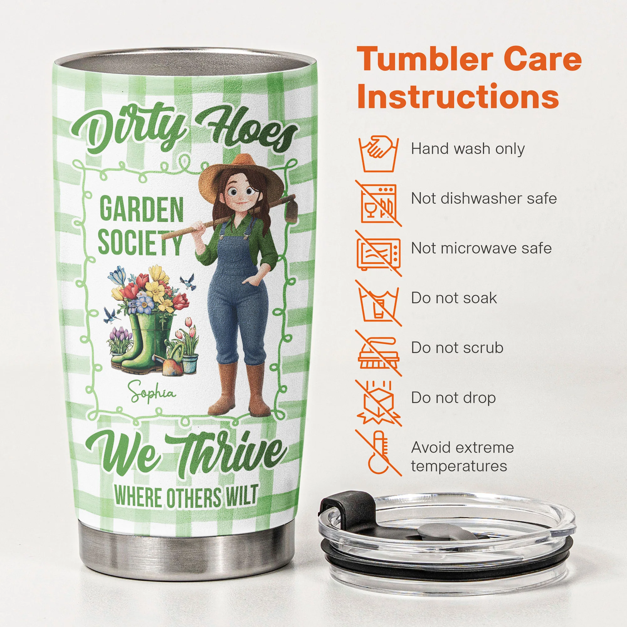 Garden Hoes Social Club Hydrated & Hella Inappropriate - Personalized Tumbler Cup - Image 5