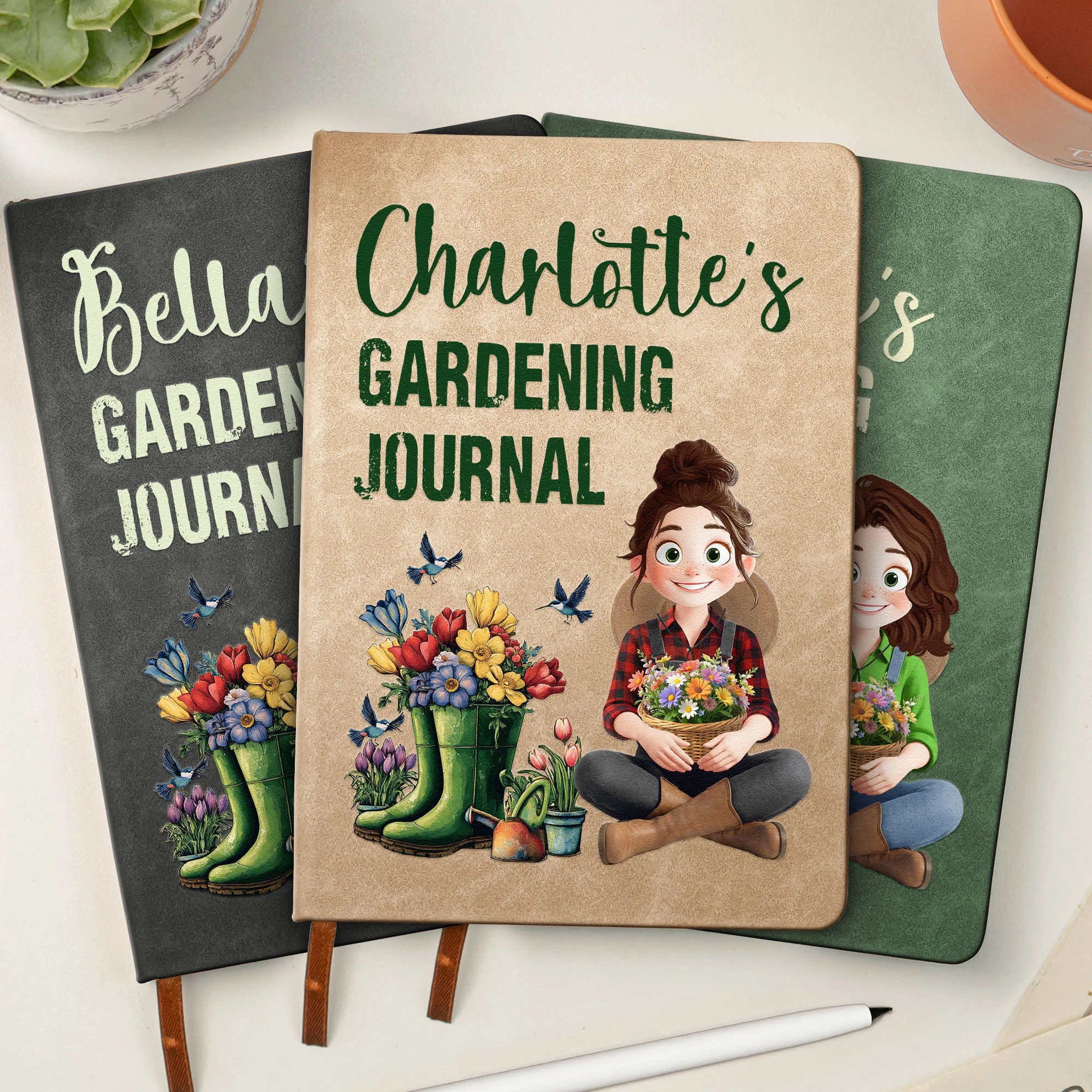 Gardening Journal For Gardener Custom Birth Flower - Personalized Leather Journal - Image 2