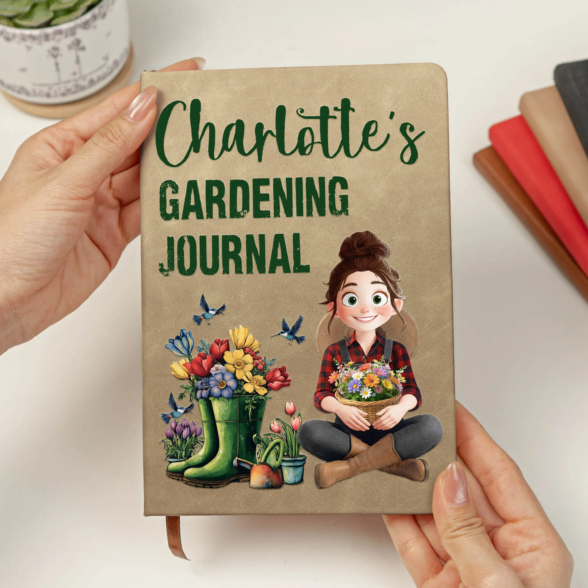 Gardening Journal For Gardener Custom Birth Flower - Personalized Leather Journal - Image 3